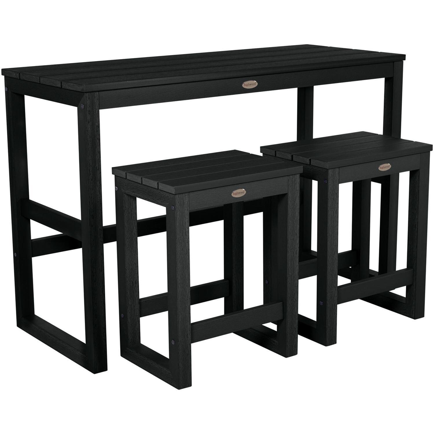 Lakeview Audubon 3 Pc Recycled Plastic Counter Height Balcony Dining Bar Set in Black - Set - White Background thumbnail