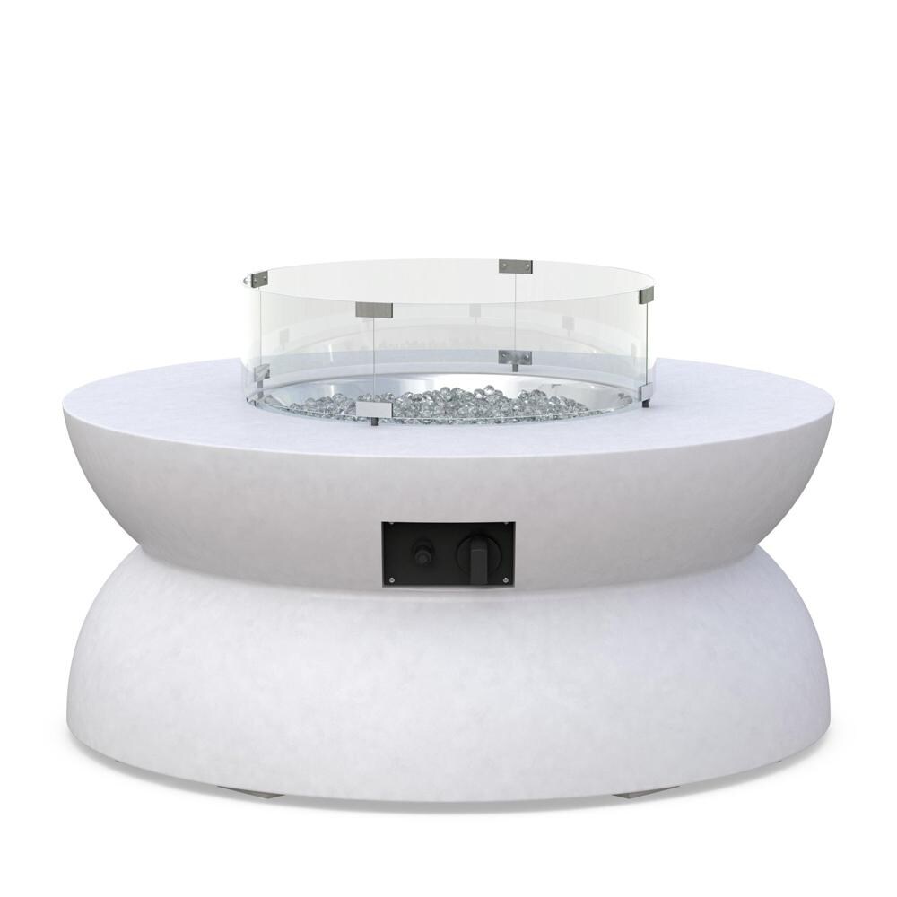 Azzurro Living Cabo 41 Inch Propane Fire Table W/ Tank Cover in White - Controls - White Background thumbnail
