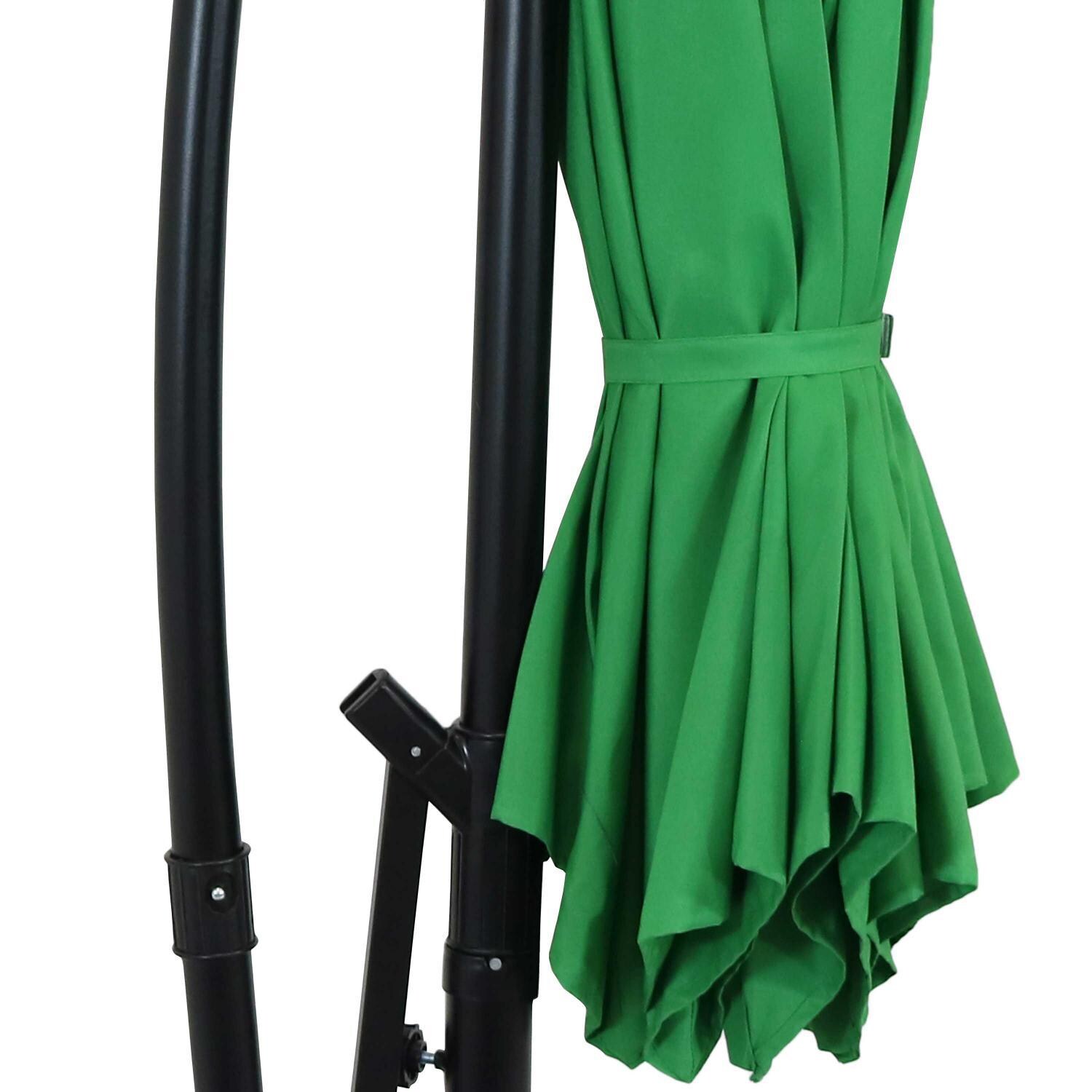 Ultimate Patio 10 Ft. Solar Lighted Patio Cantilever W/ Crank - Emerald - Canopy Strap thumbnail