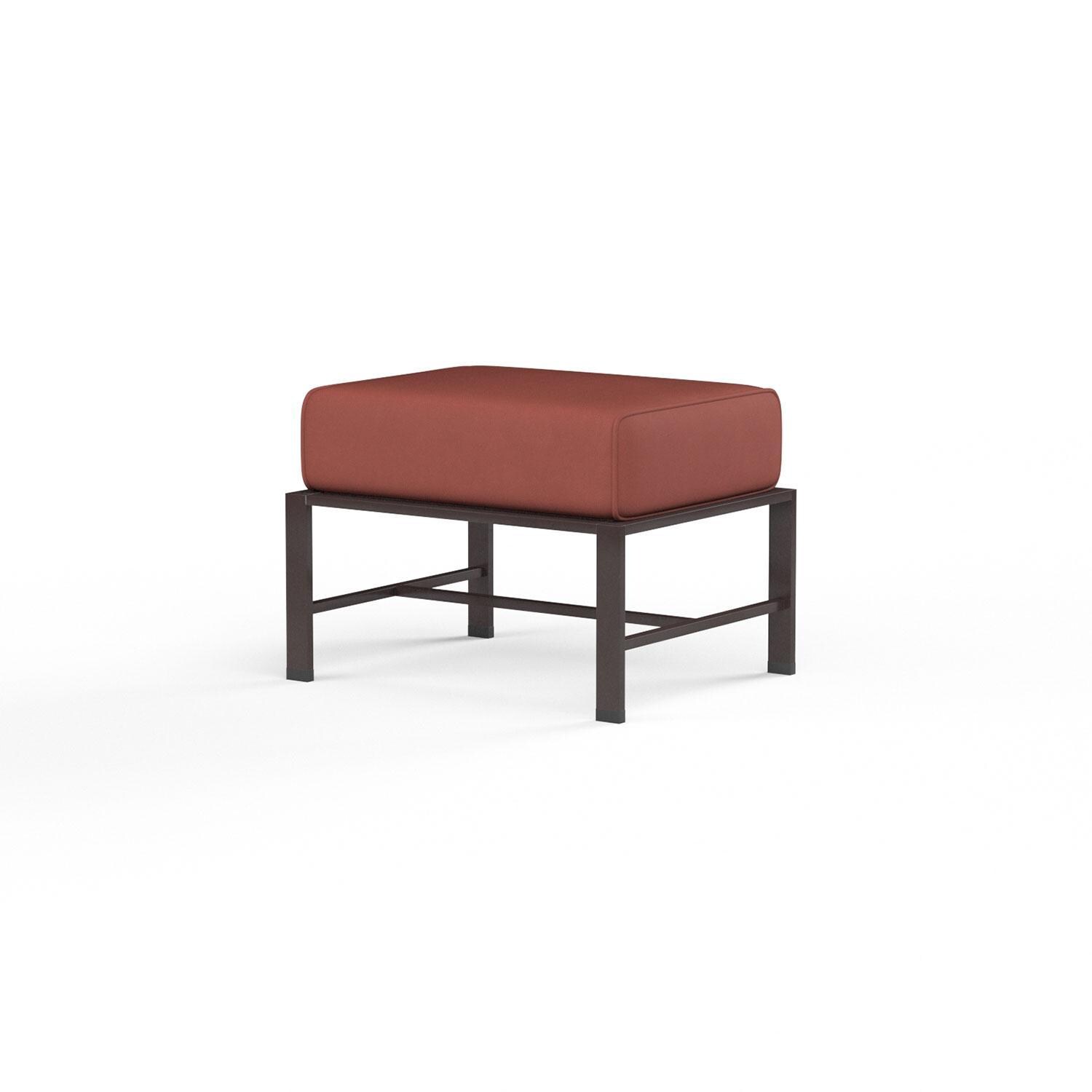 La Jolla Aluminum Patio Ottoman in Canvas Henna w/ Self Welt By Sunset West - Display - White Background thumbnail