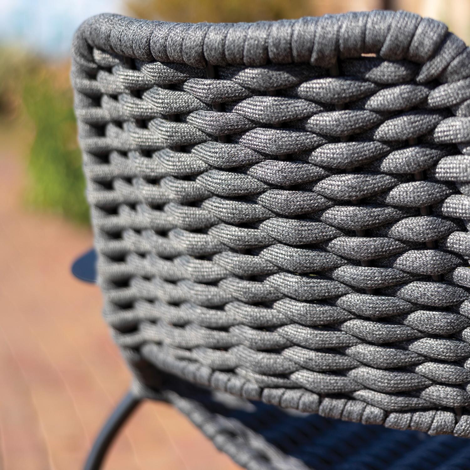 Metro 4 Pc Iron Dining Chair in Grey / Grey Rope - Rope Detail - Detail thumbnail