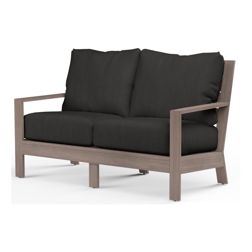 Laguna 2 Person Aluminum Loveseat w/ No Welt in Driftwood/Spectrum Carbon by Sunset West - White Background thumbnail