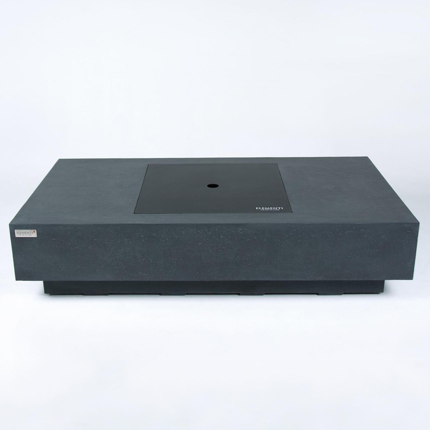 Cannes 60-Inch Rectangular Natural Gas Fire Pit Table in Dark Gray By Elementi - With Cover - White Background thumbnail