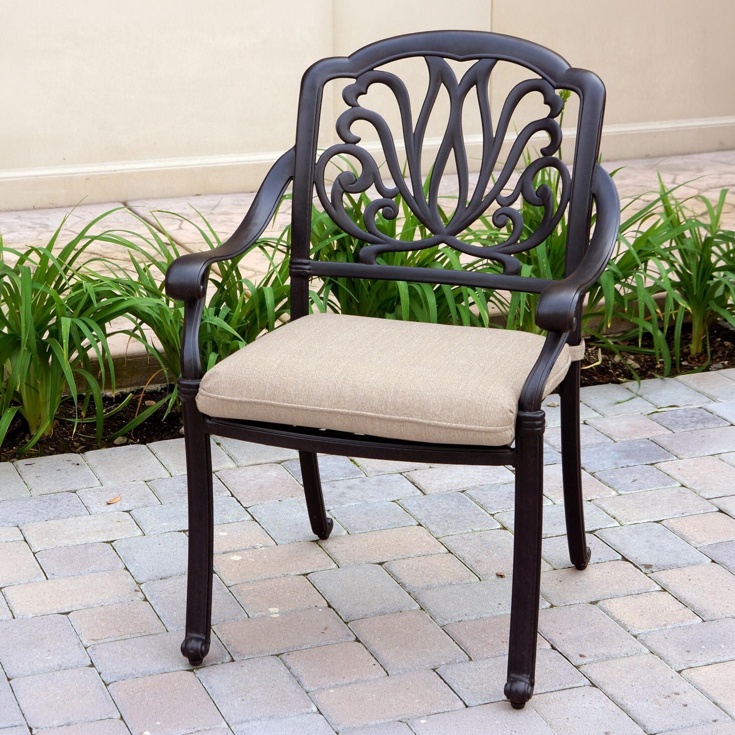 Darlee Elisabeth 5 Pc Cast Aluminum Dining Set w/ 48 Inch Series 30 Table in Antique Bronze/Beige - Chair - Lifestyle thumbnail