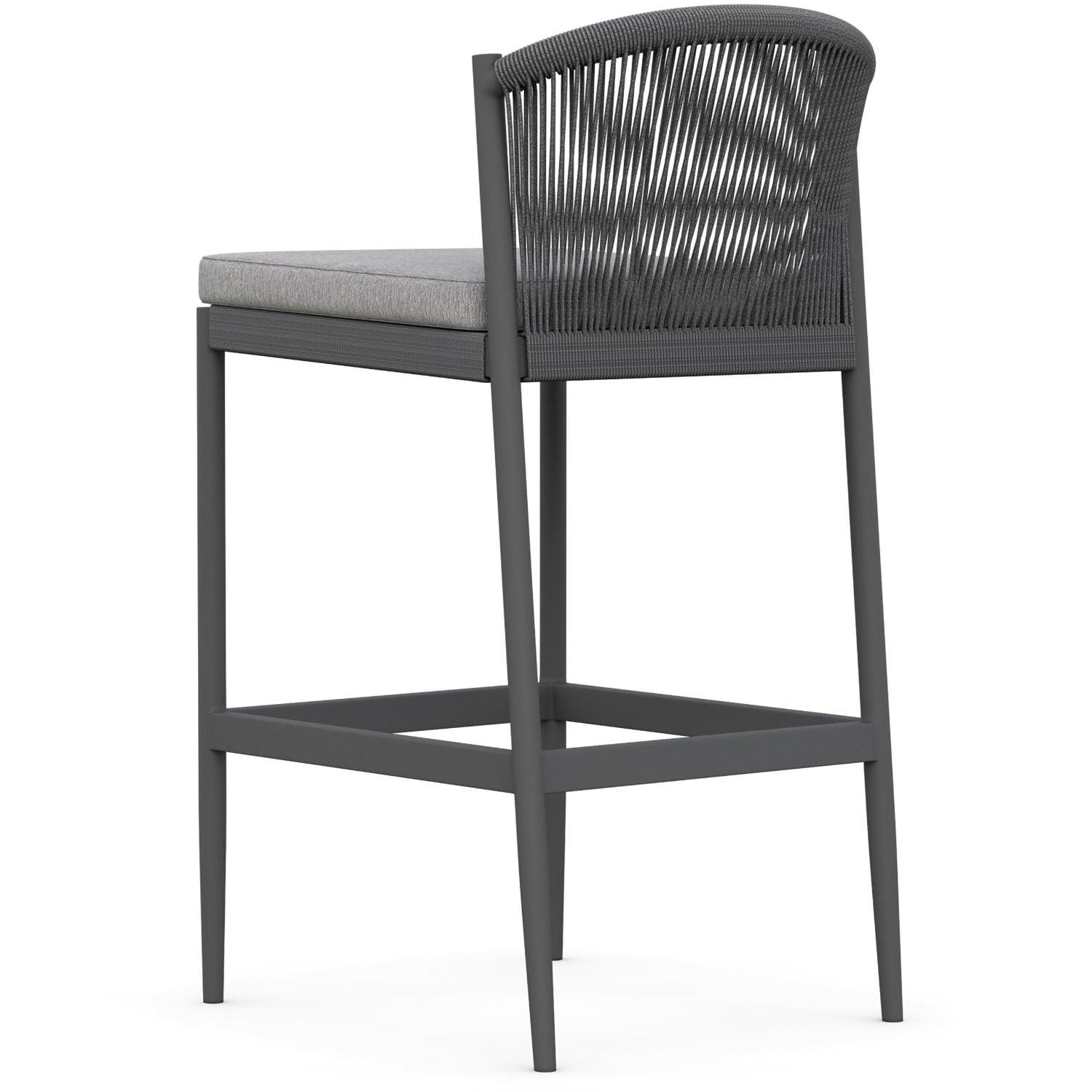 Azzurro Living Catalina Woven Rope Bar Stool in Ash/Fog - Back - White Background thumbnail
