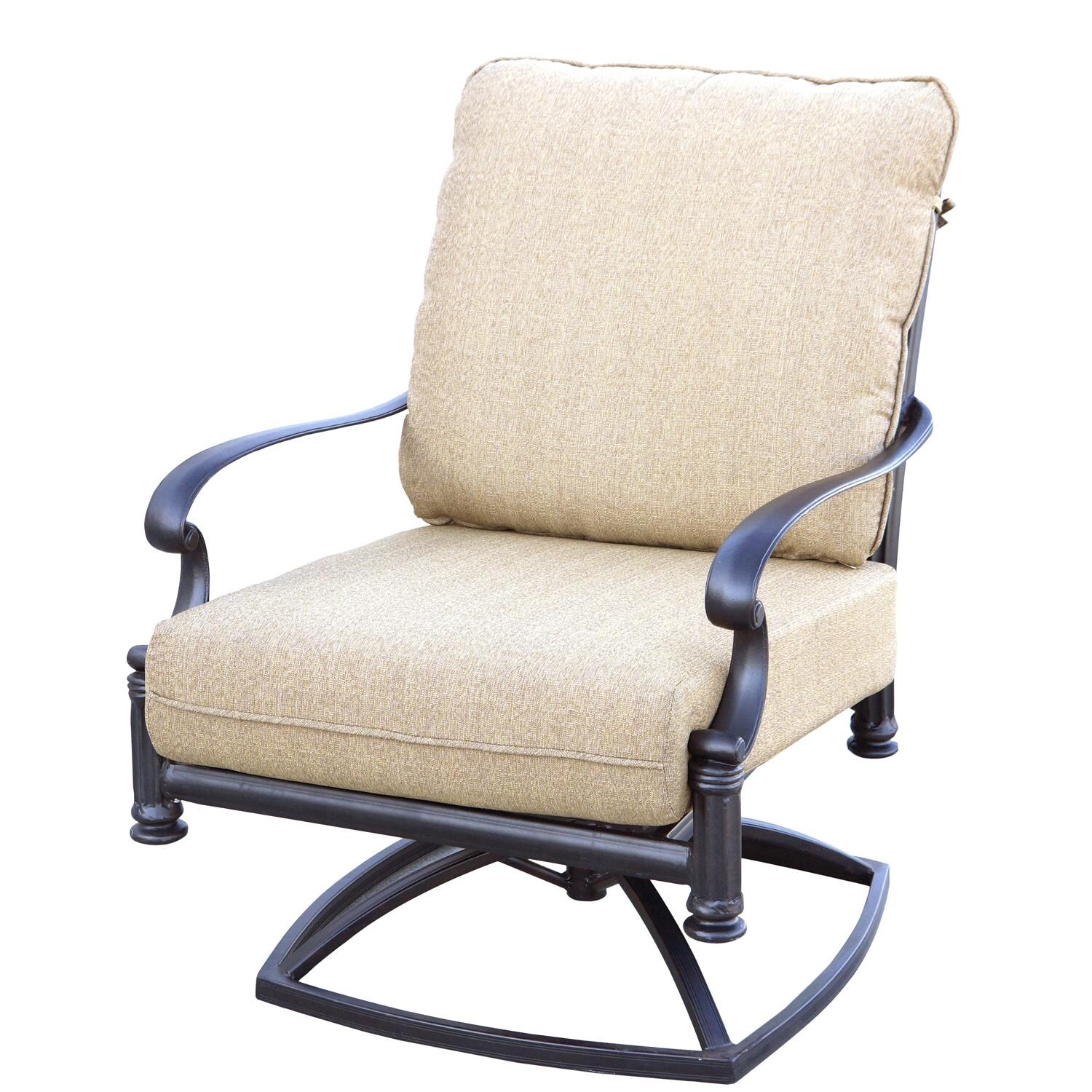 Darlee Santa Barbara 3 Pc Cast Aluminum Seating Set w/ 24 Inch Series 60 Ice Bucket End Table & Swivel Rockers - Swivel Rocker Club Chair - White Background thumbnail