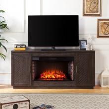 Southern Enterprises Lanton 65-Inch Widescreen Electric Fireplace TV Stand - White-Limed Espresso - FE9068