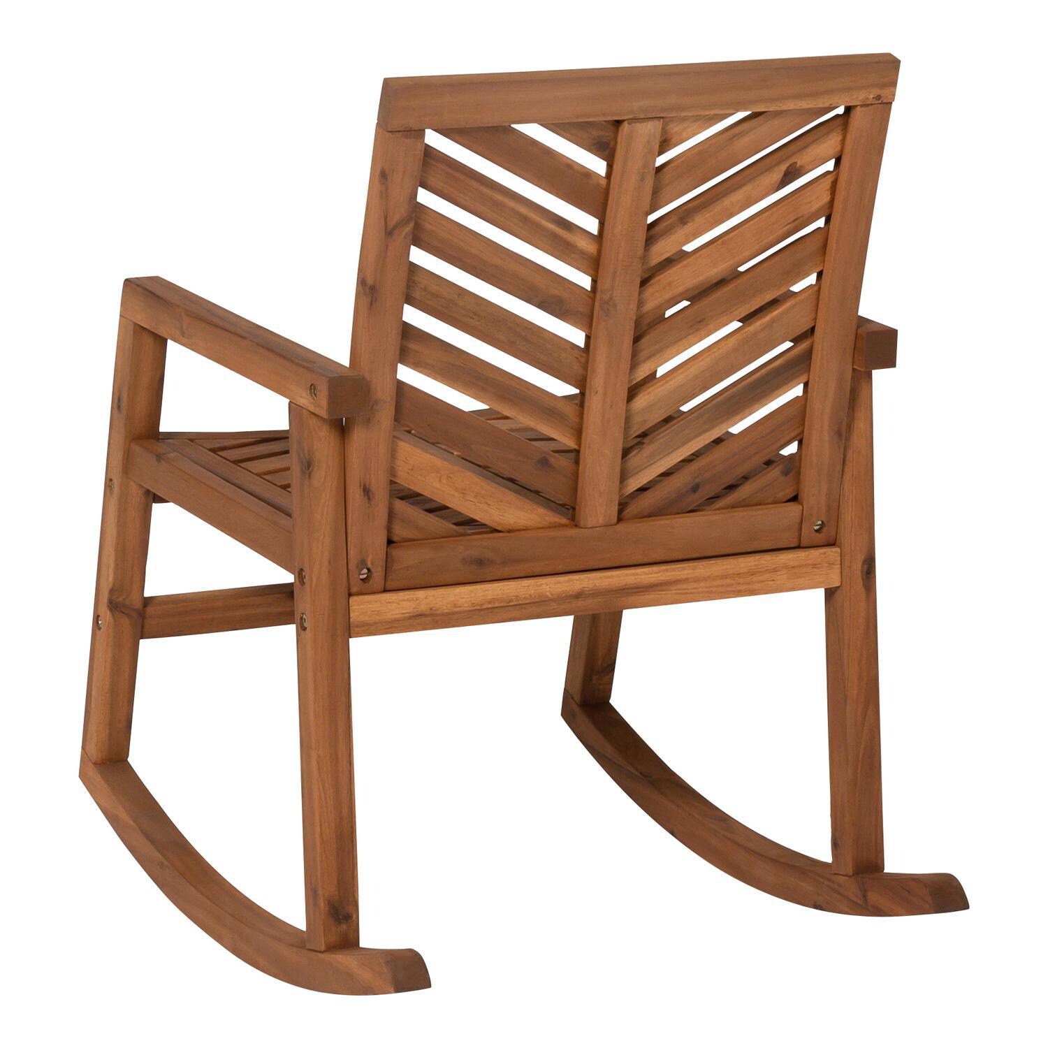 Ultimate Patio Wishlake Acacia Patio Rocking Chair - Brown - Rear View thumbnail