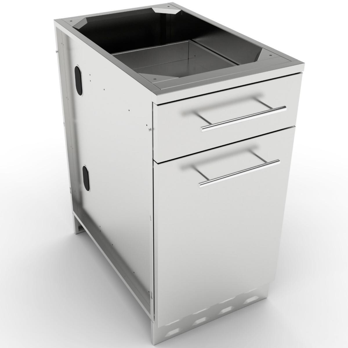 Sunstone SBC18SLPCD 18-in Outdoor Kitchen Propane Tank / Trash Drawer Island Cabinet - White Background thumbnail