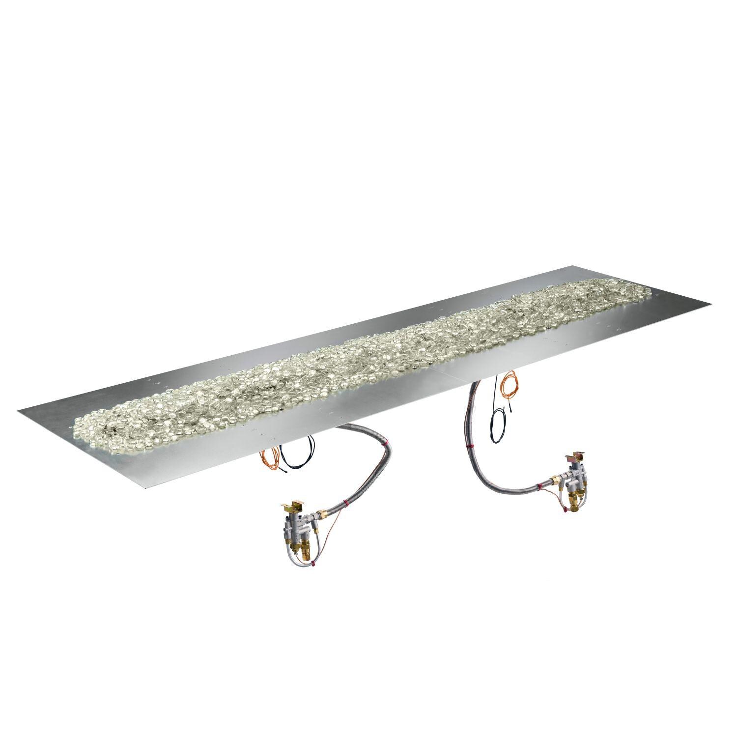 The Outdoor GreatRoom Company BP2496-B Crystal Fire Plus 96-in Linear Propane Gas Fire Pit Burner Plate - Crystals Added - White Background thumbnail