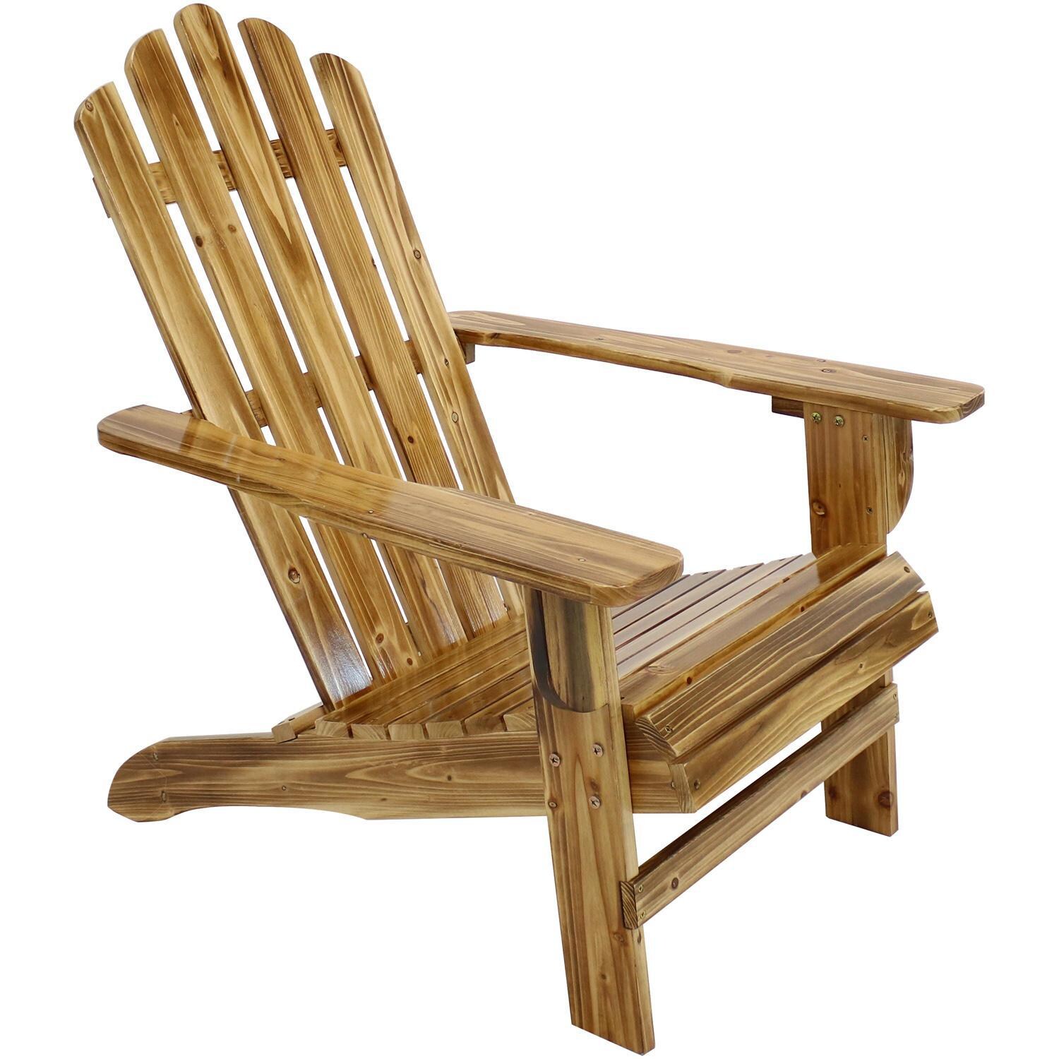 Ultimate Patio Rustic Wooden Adirondack Chair W/ Light Charred Finish - Angled View thumbnail