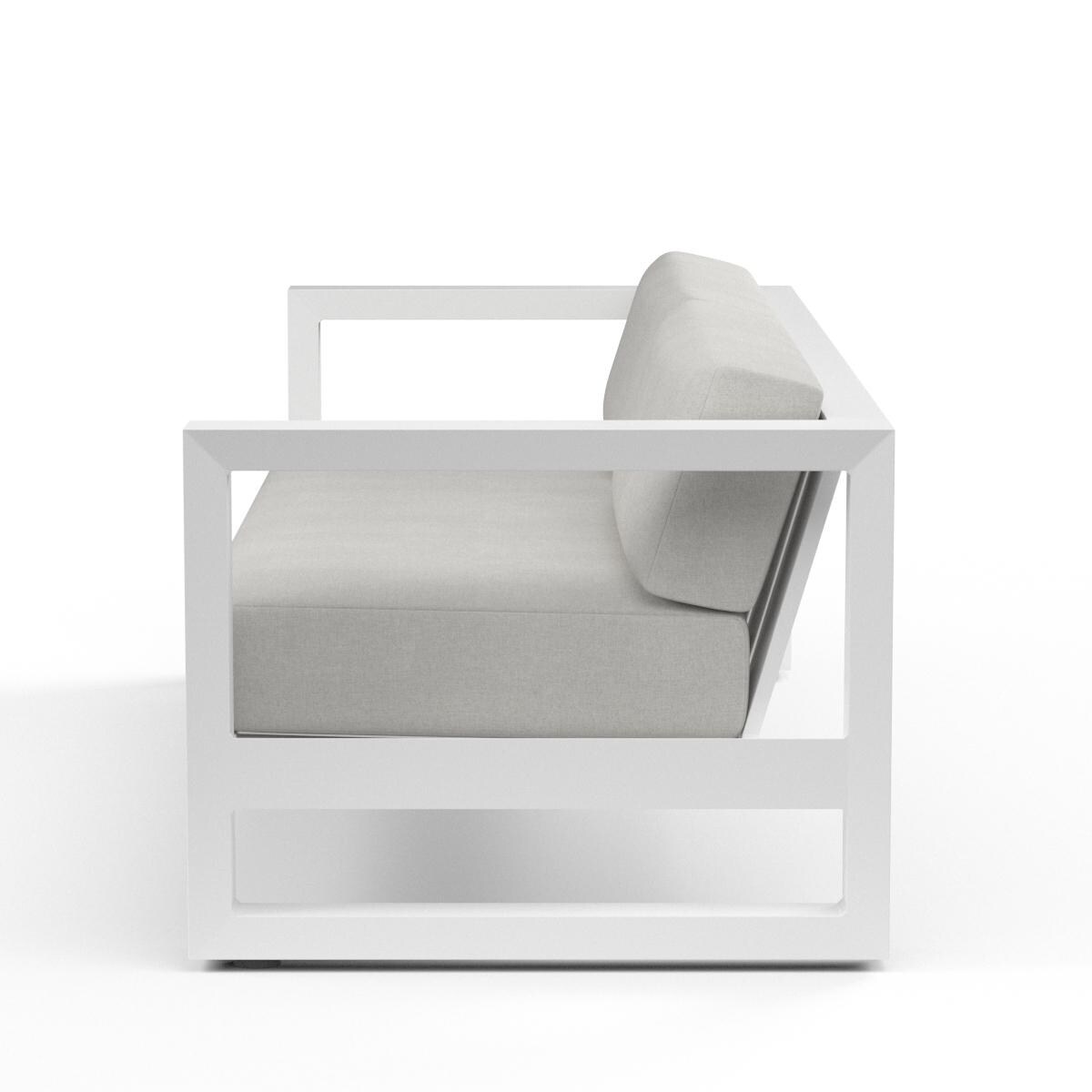 Sunset West - 4801-23-40433 - Newport Aluminum Patio Sofa W/ Sunbrella Cast Silver Cushions - Side View thumbnail