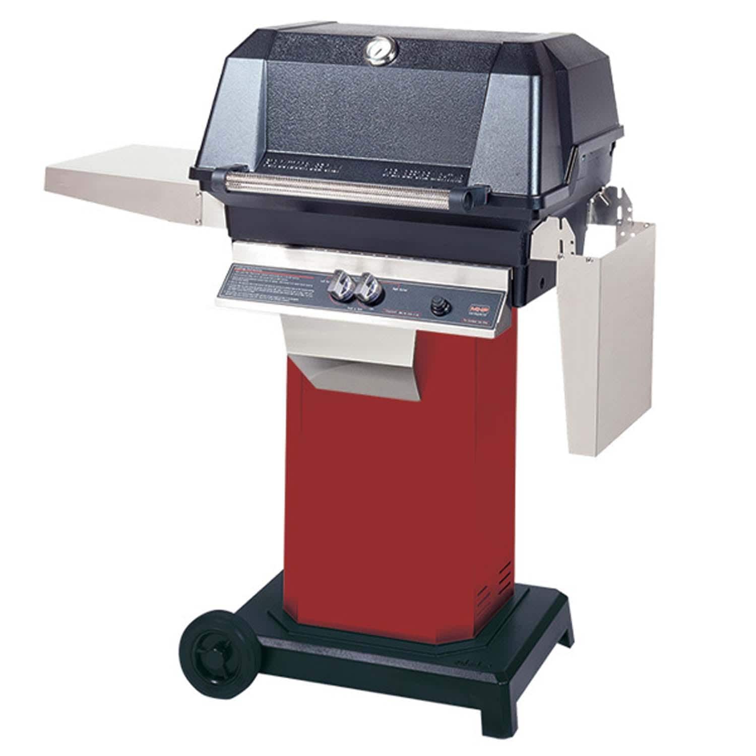 MHP WNK Natural Gas Grill w/SearMagic Grids on Ember Red Grill Column w/ Portable Base - WNK4DD-NS + OCOLER + OCN