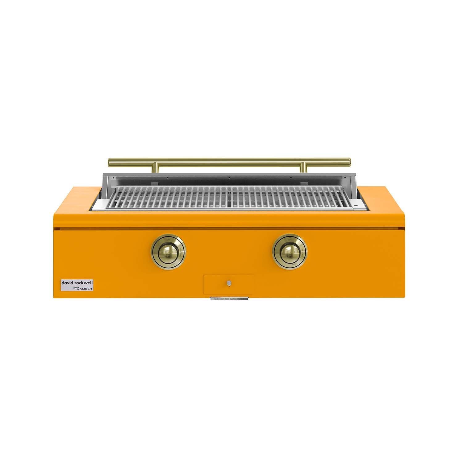 Caliber CRG-42BL00-A-103-H01 42-in Propane Built-In Rockwell Grill - Saffron w/ Brass Hardware - White Background thumbnail