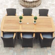Helena 7 Piece Wicker Patio Dining Set W/ 72 X 39 Inch Rectangular Extension Table By Royal Teak Collection - Gray Wicker