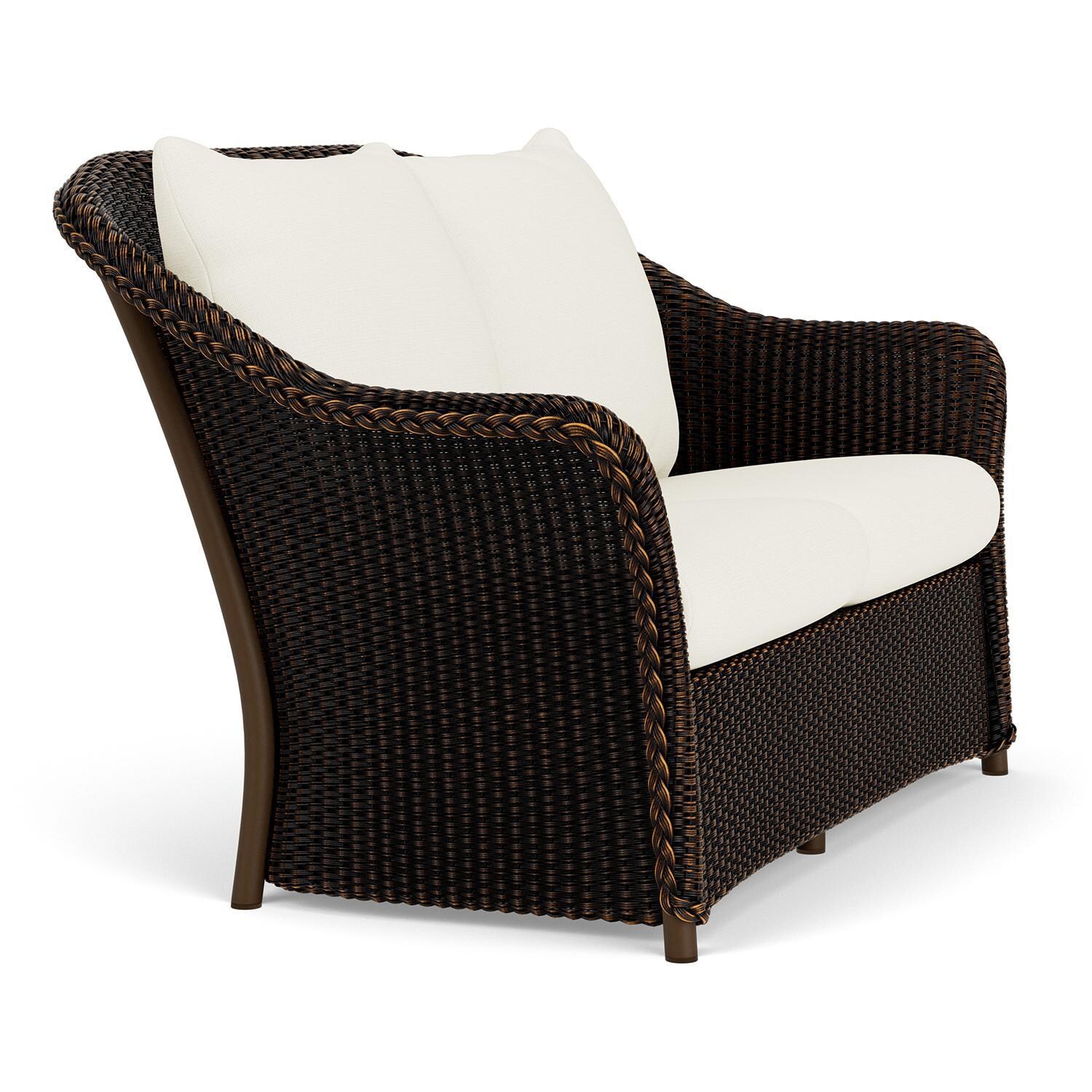 Lloyd Flanders Weekend Retreat Loveseat in Mink Finish W/ Sailcloth Salt Fabric - Angled thumbnail