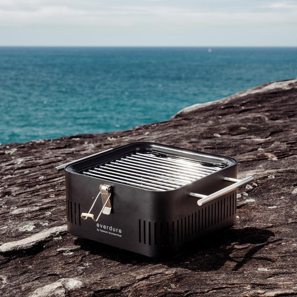 Everdure HBCUBEBUS Everdure CUBE 17-in Portable Charcoal Grill - Black - HBCUBEBUS - On the Beach - Lifestyle thumbnail