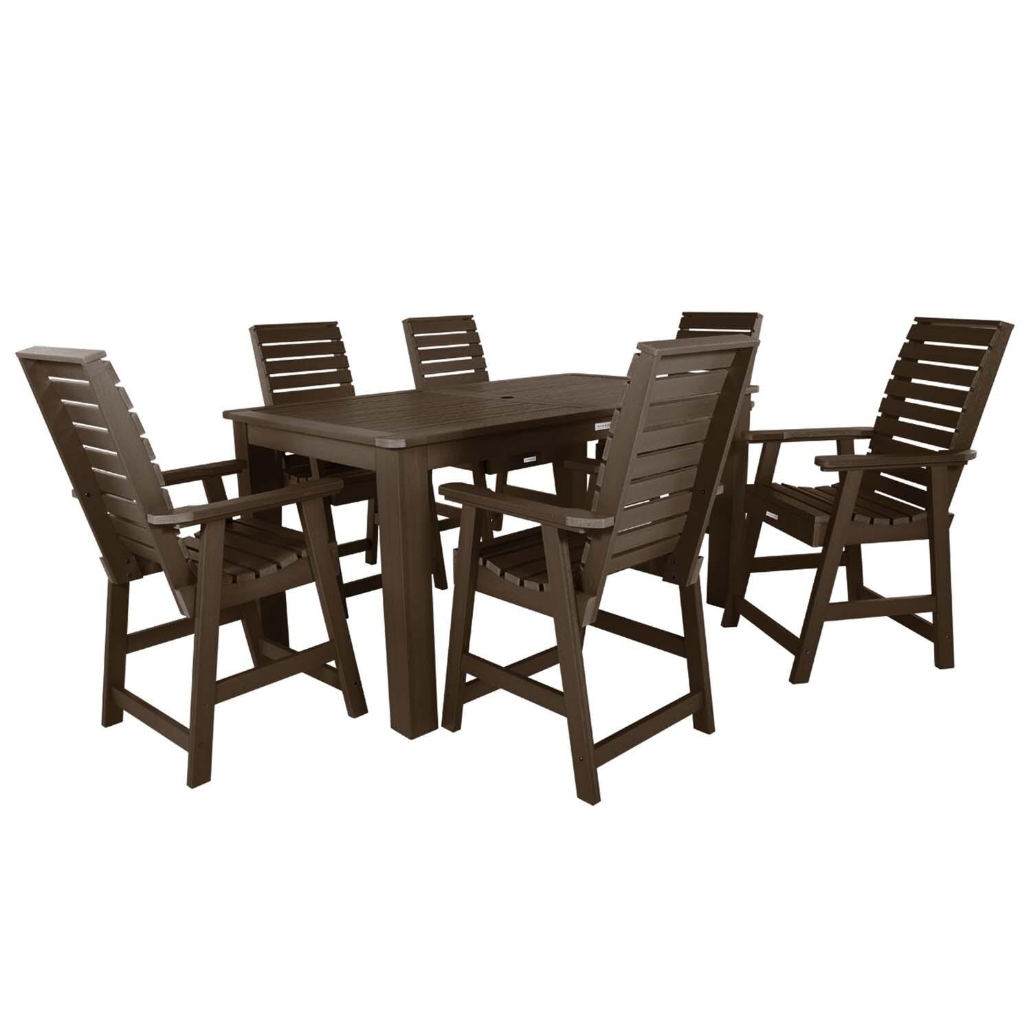Elm Pointe 7 Pc Rectangular Counter Height Dining Set in Weathered Acorn By Lakeview Outdoor Designs - White Background thumbnail