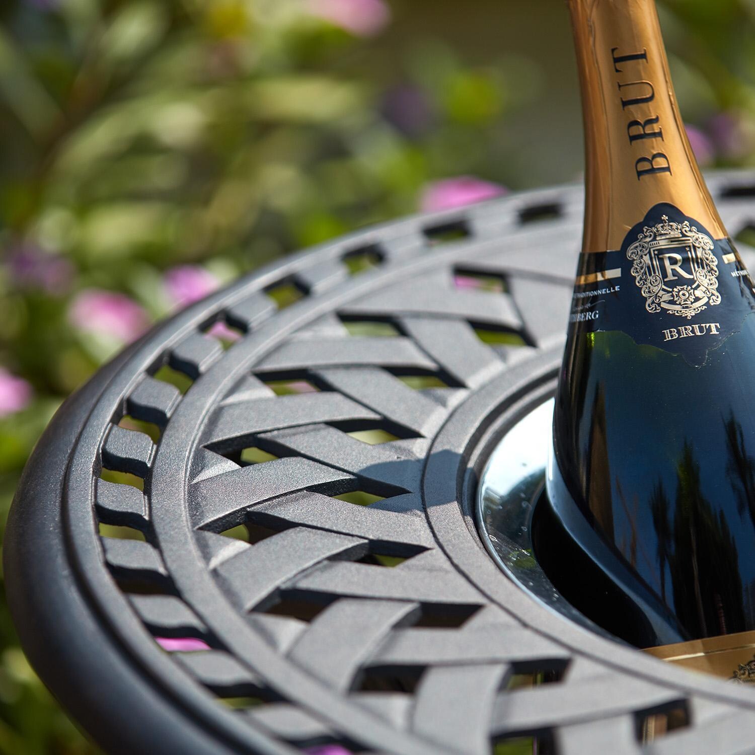 Santa Anita 8 Pc Cast Aluminum Seating Set in Antique Bronze/Heather Beige by Darlee - Detail thumbnail