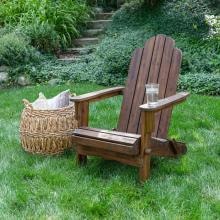 Folding Acacia Patio Adirondack Chair By Walker Edison - Dark Brown image