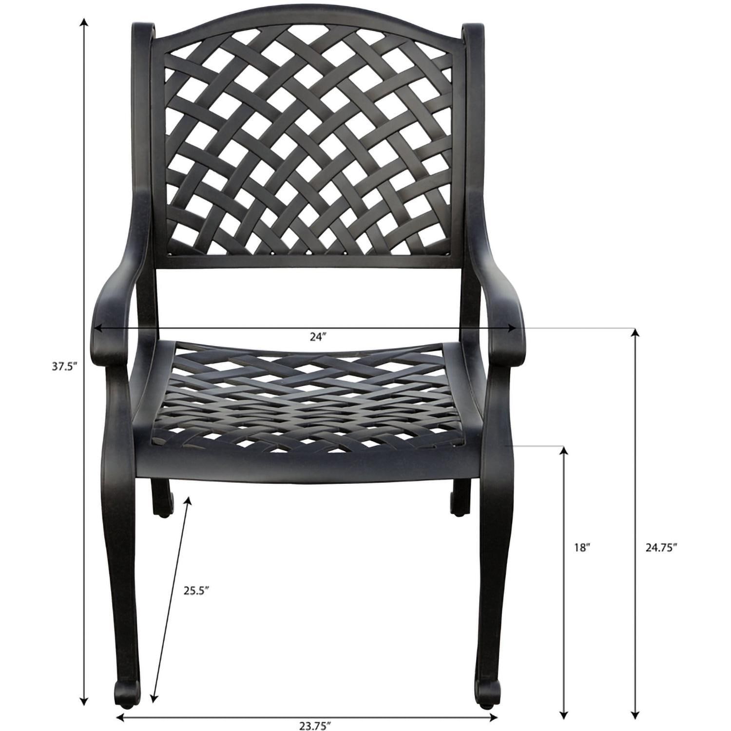 Darlee DL13-11PCD-2350LE-S Nassau 11 Pc Cast Aluminum Dining Set in Antique Bronze w/ Sesame Cushions - Chair Dimensions - Dimensional thumbnail