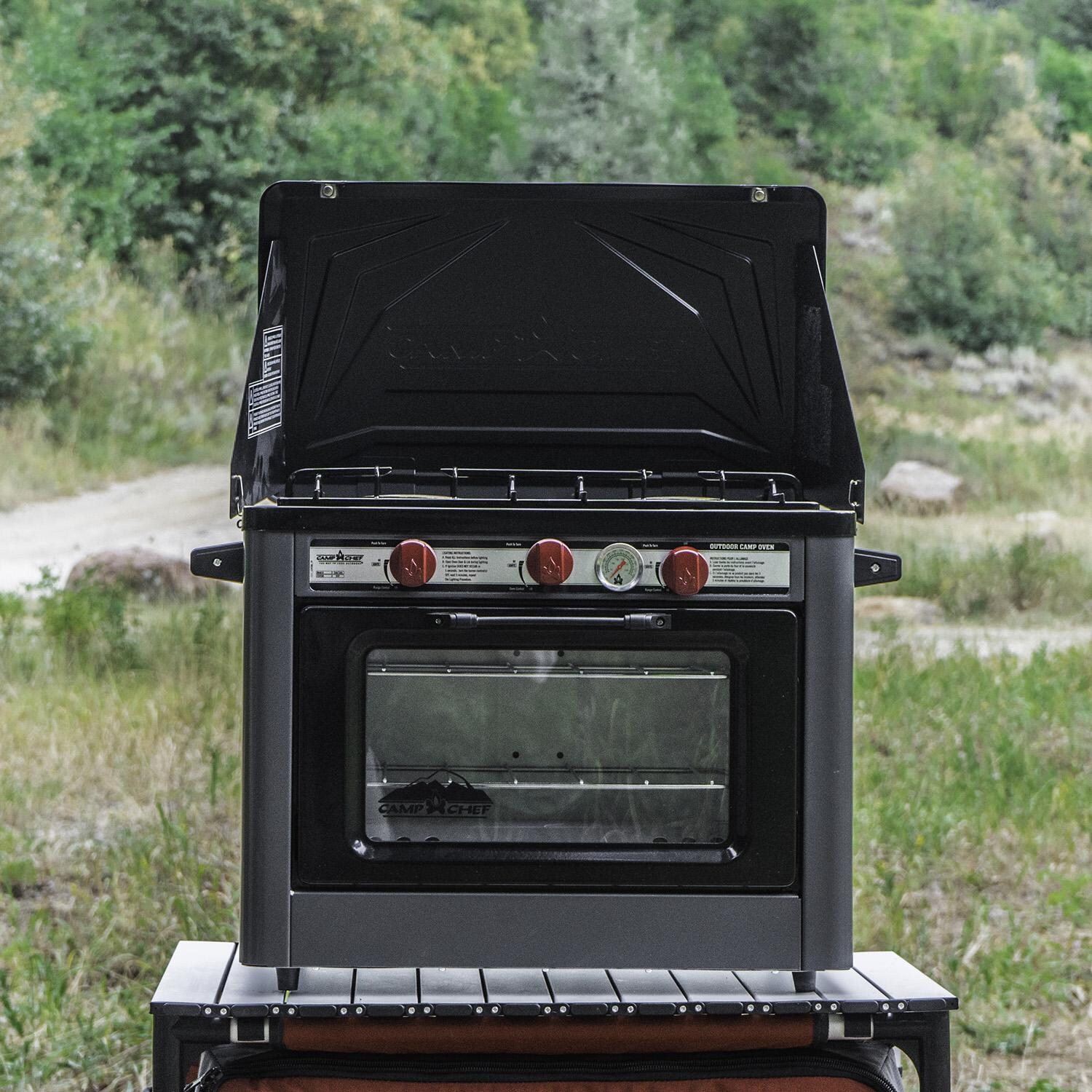 Camp Chef COVEND Deluxe Outdoor Camp Oven - Stovetop Lid Open thumbnail