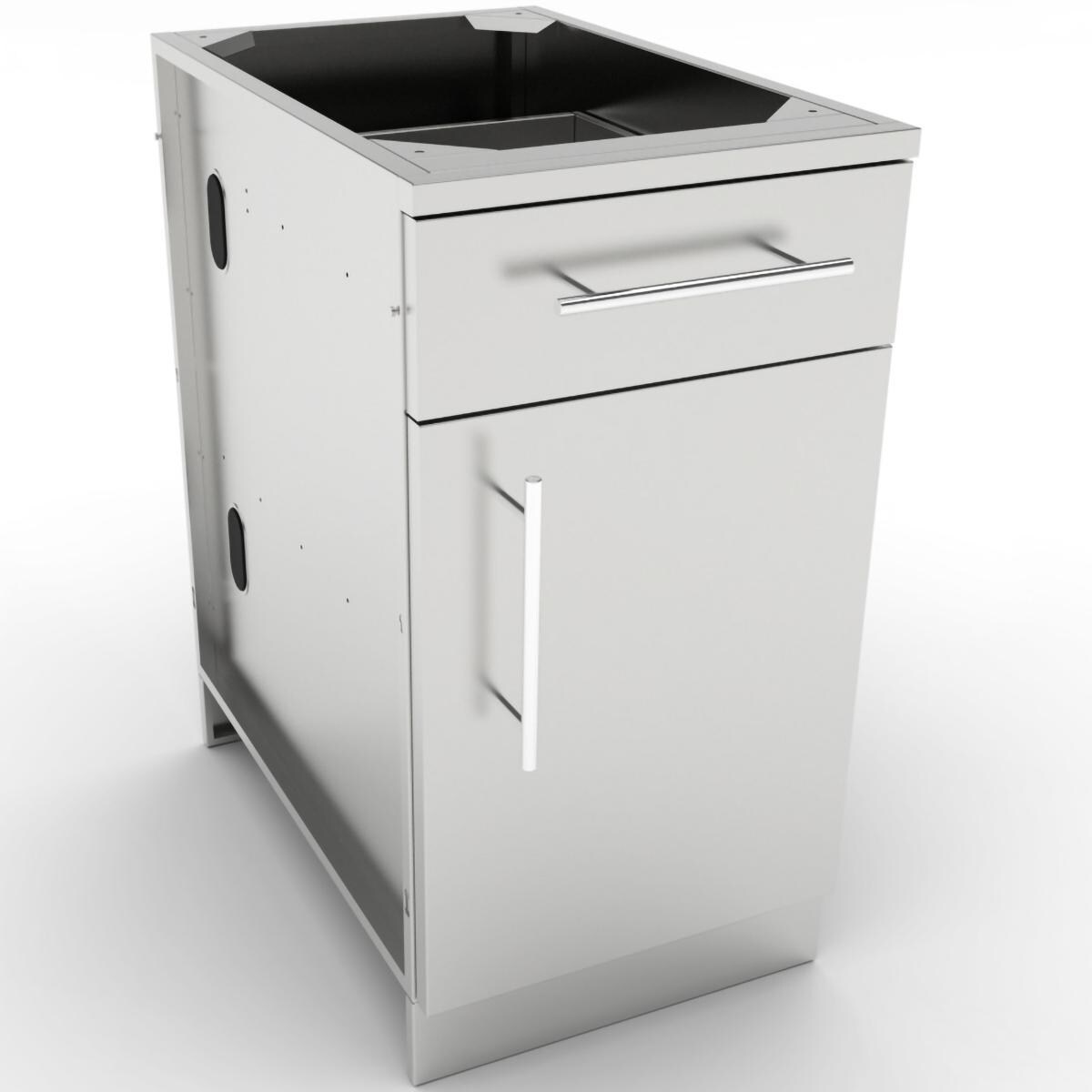 Sunstone SBC18CSDR 18-in Outdoor Kitchen Right Hinge Door and Drawer Island Cabinet - White Background thumbnail