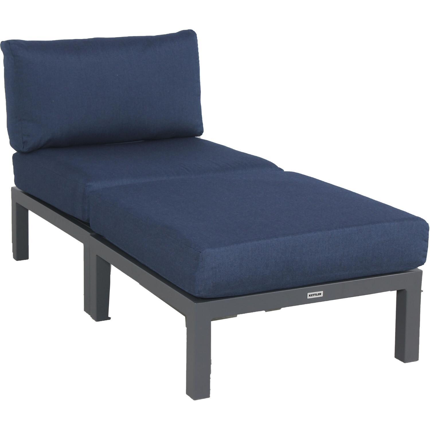 Elba Aluminum Ottoman in Charcoal / Spectrum Indigo - Shown w/ Matching Chair - Sold Separately - White Background thumbnail