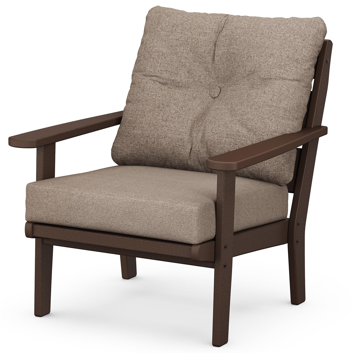 Lakeside Recycled Plastic Club Chair in Mahogany/Spiced Burlap by POLYWOOD