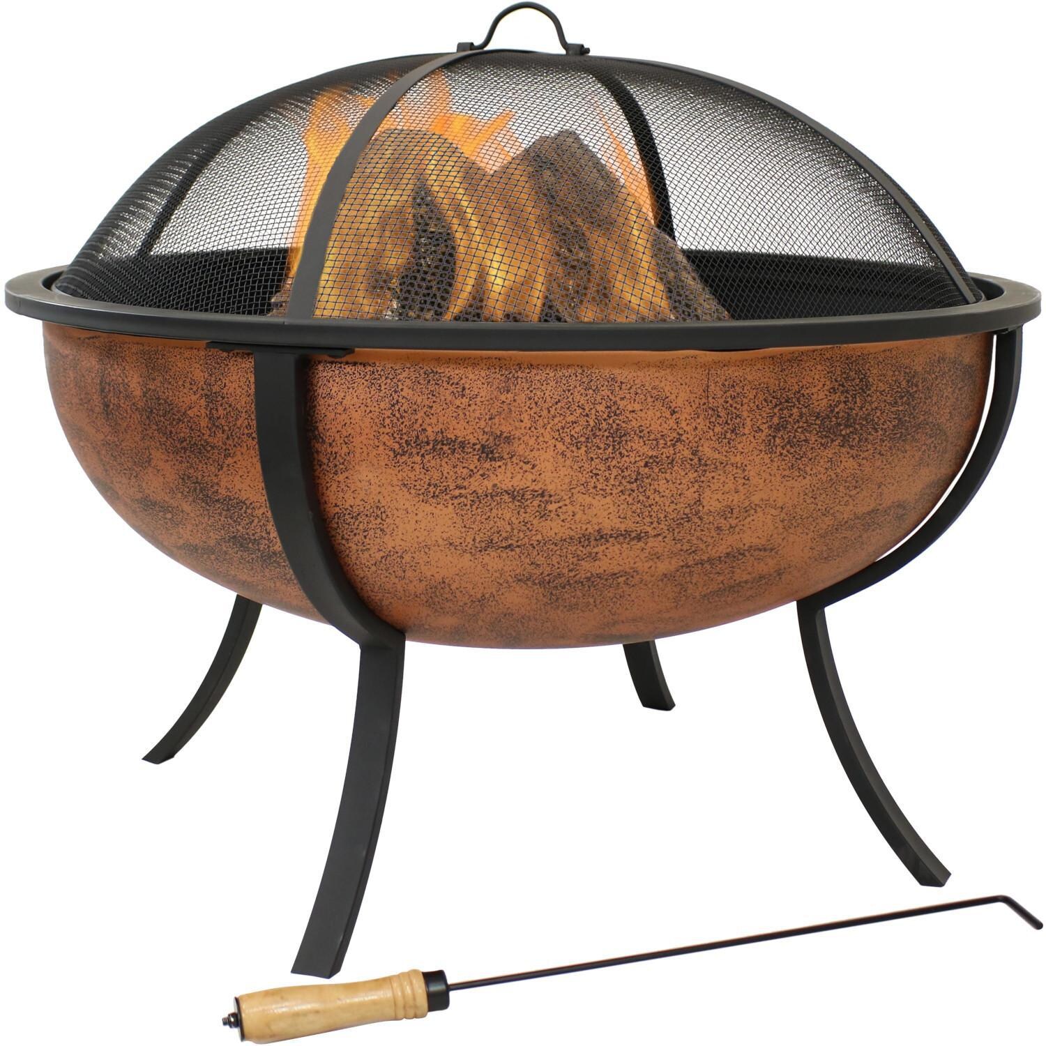 Ultimate Patio 32-Inch Steel Raised Wood Burning Fire Pit - In Use thumbnail