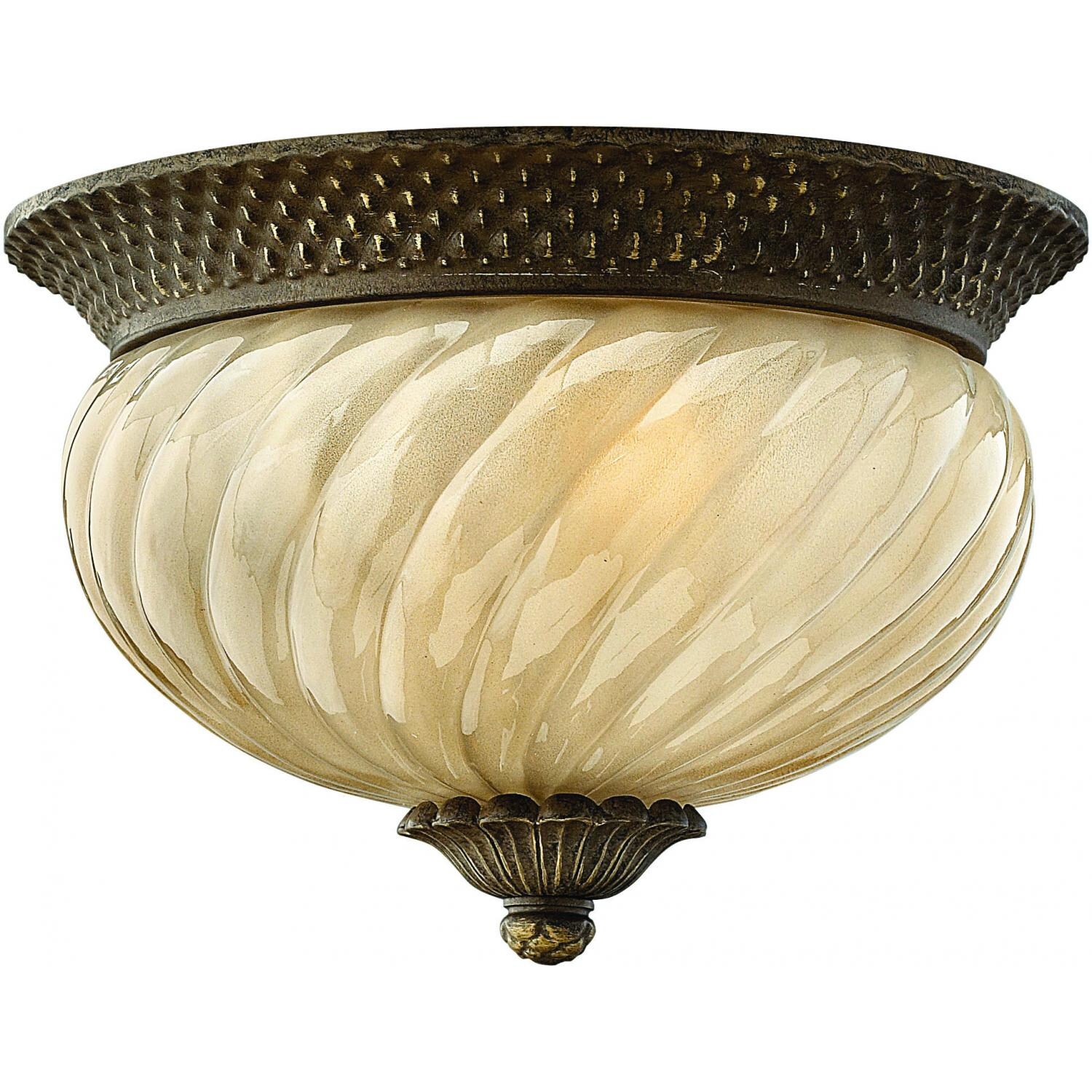 Hinkley Lighting Plantation Two Light 12-Inch Outdoor Ceiling Light - Pearl Bronze - 2128PZ