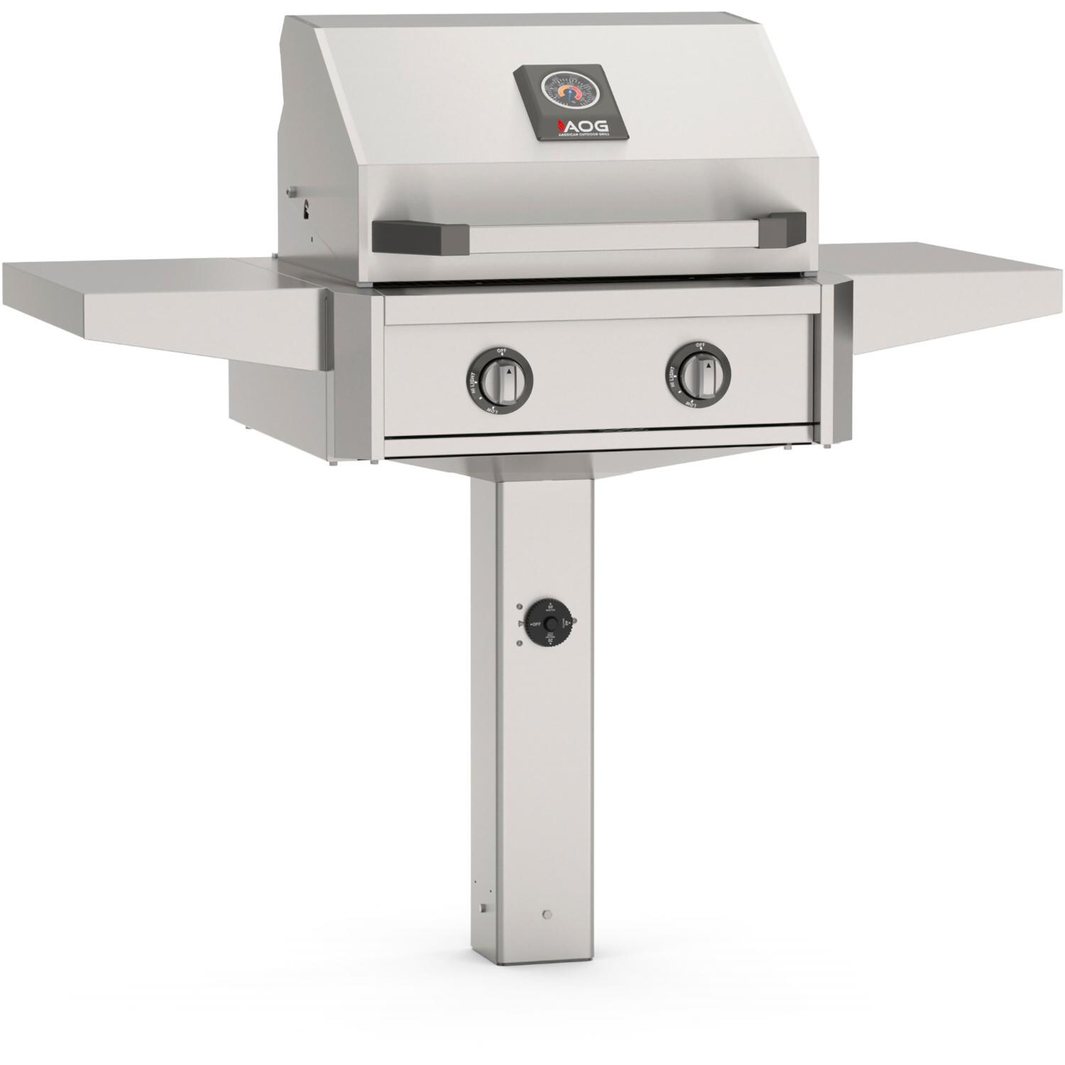 American Outdoor Grill T-Series 24-in 2-Burner Propane Grill on In Ground Post - Grill on Post - White Background thumbnail