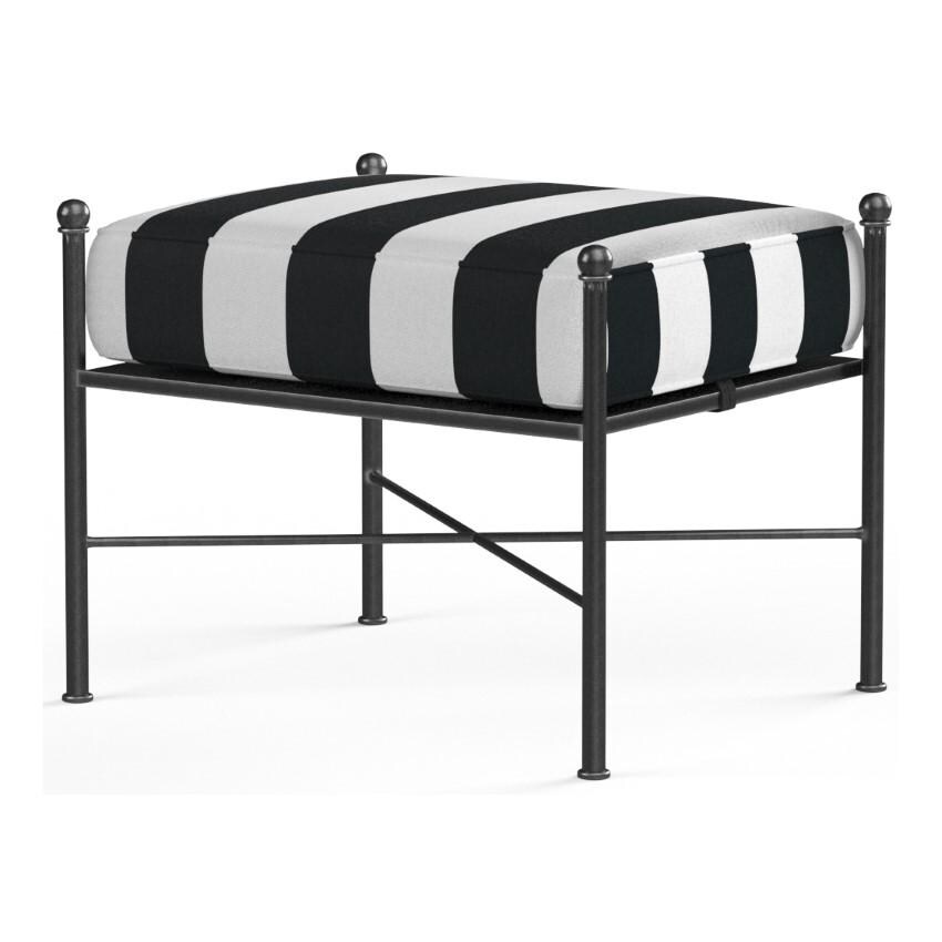 Provence Wrought Iron Ottoman w/ Self Welt Grade B in Pewter/Cabana Classic by Sunset West - White Background thumbnail