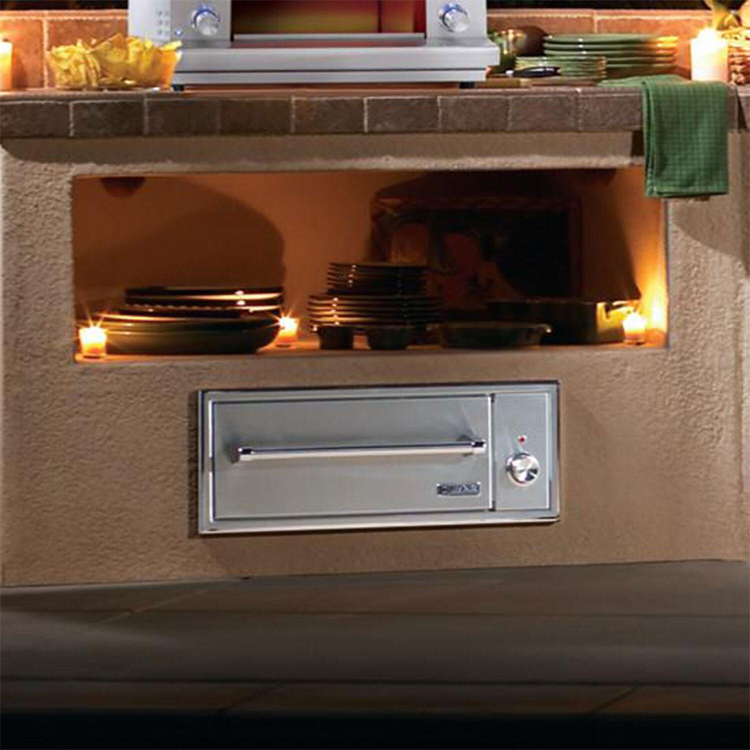 Lynx L30WD-1-SU Professional 30 Inch Built-In 120V Electric Outdoor Warming Drawer in Surf - Built Into Island - Lifestyle thumbnail