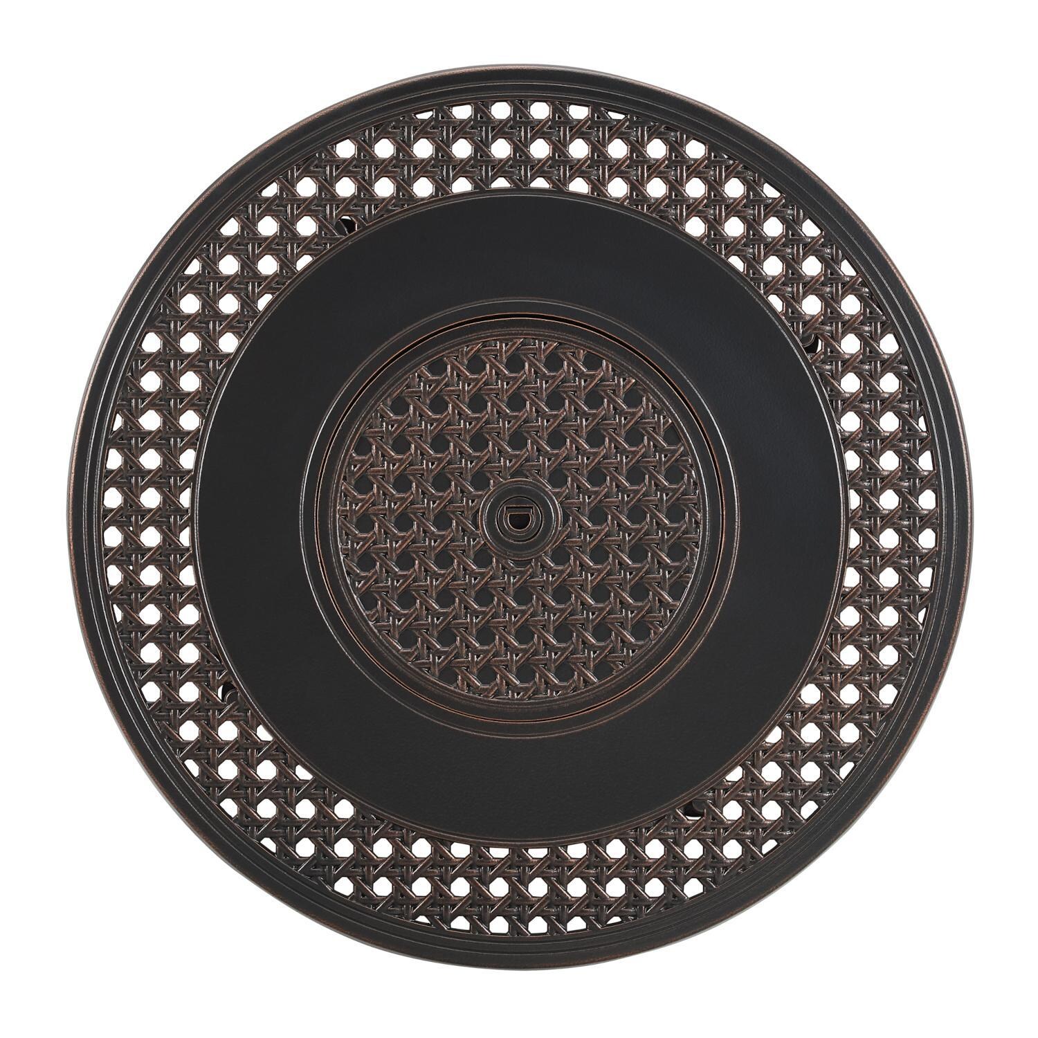 Ultimate Patio 63690 Lion Sands 34-Inch Round Aluminum Propane Gas Fire Pit - Top View thumbnail