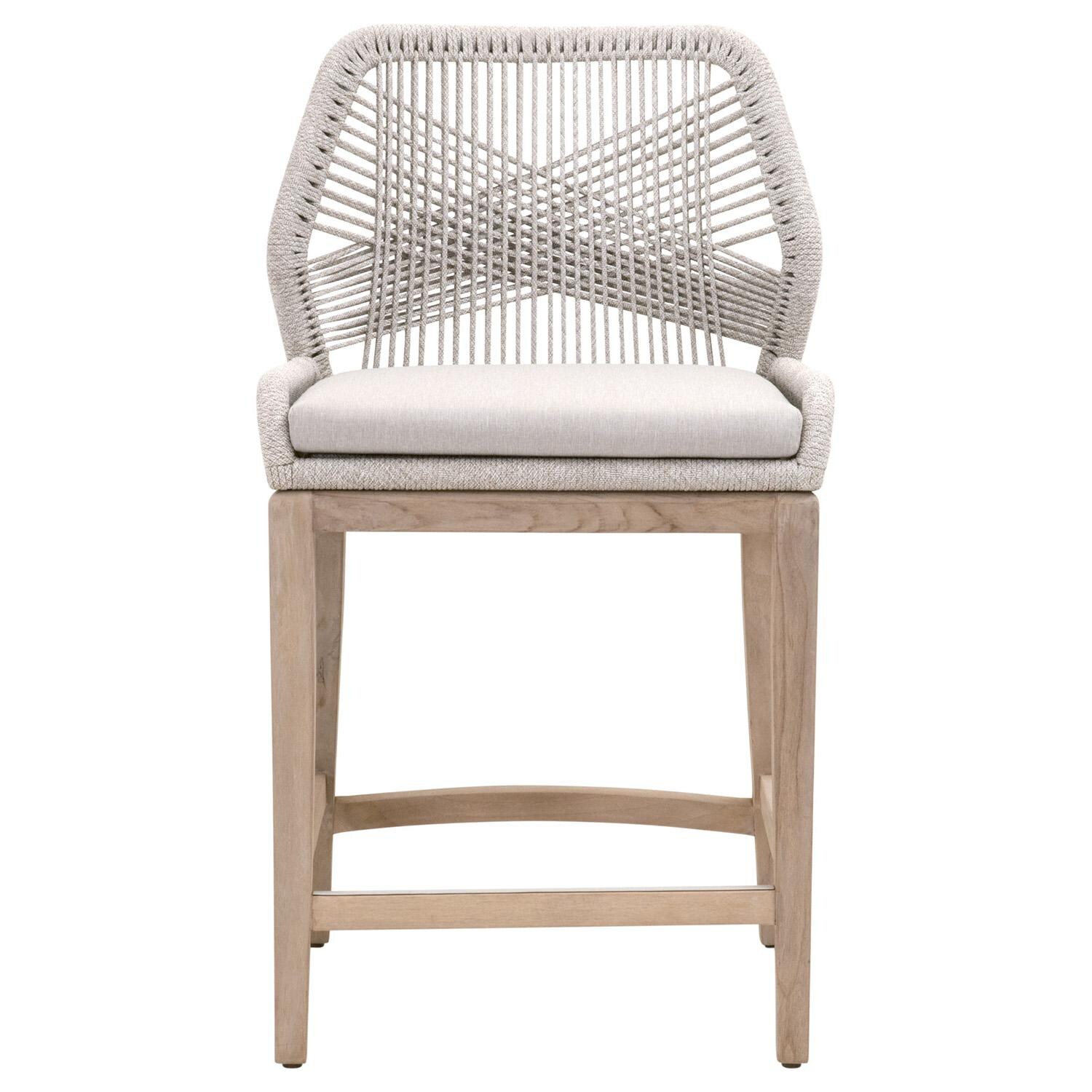 Lakeview Peninsula Way Woven Rope Counter Bar Stool in Taupe & White thumbnail