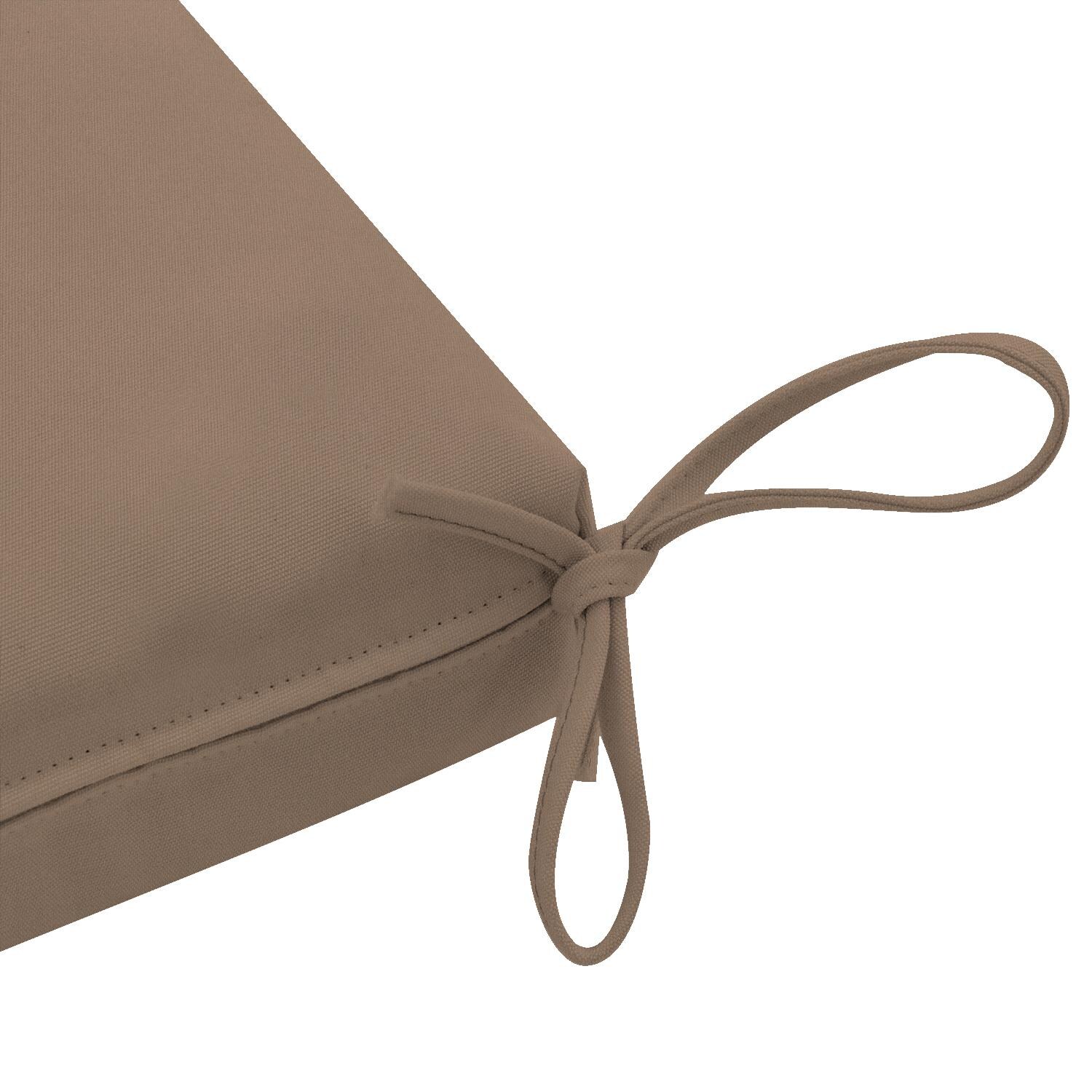 Sunbrella Canvas Cocoa Large Outdoor Replacement Bench Cushion W/ Knife Edge By UltimatePatio.com - Tie Detail thumbnail