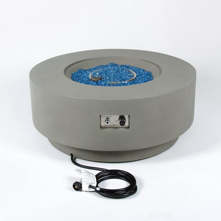 Elementi Colosseo OFG414LG-LP 41-Inch Propane Light Gray Fire Pit Table - Angled View With Wind Screen (Sold Separately) thumbnail