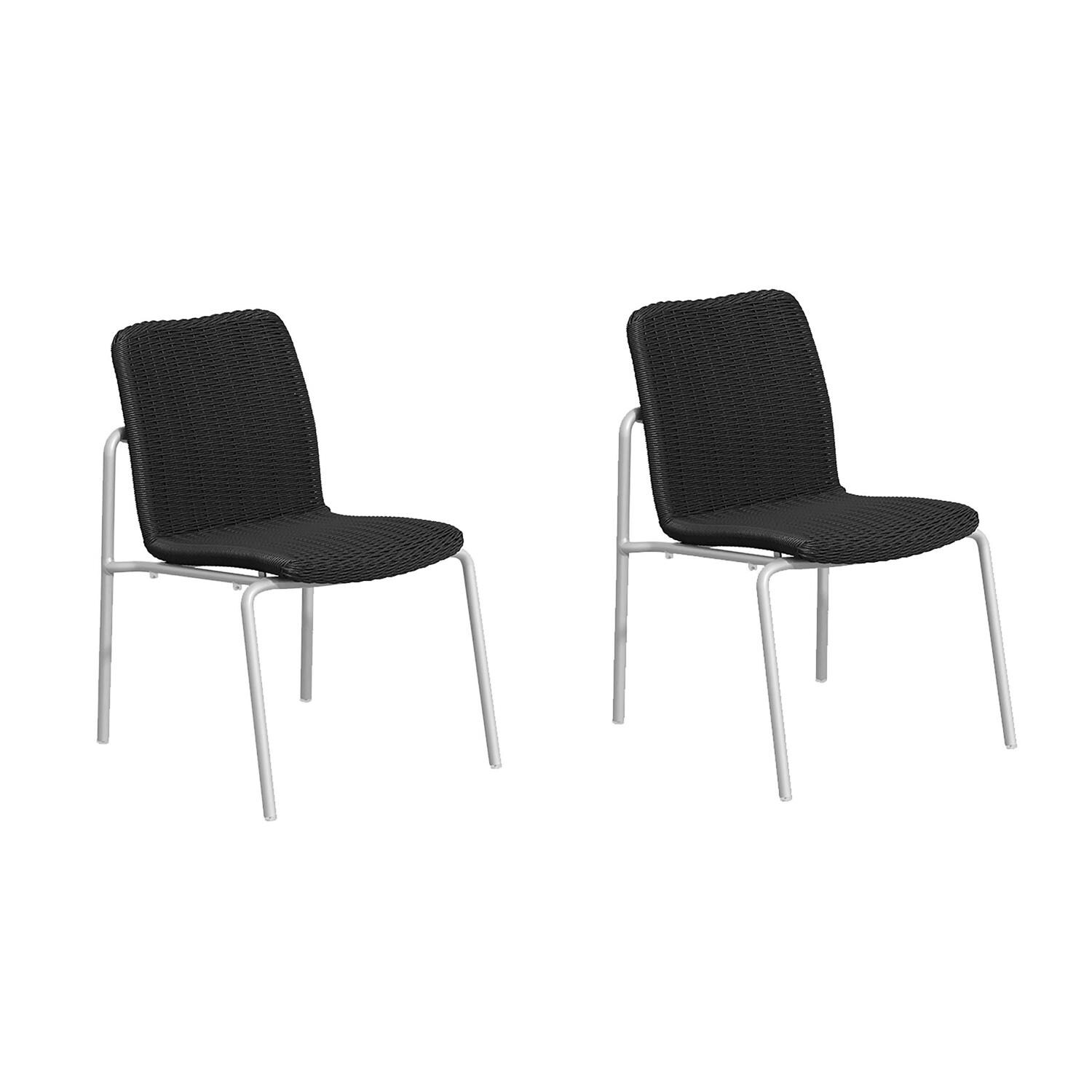 Orso 2 Pc Wicker & Aluminum Dining Side Chair in Flint/Shadow By Oxford Garden