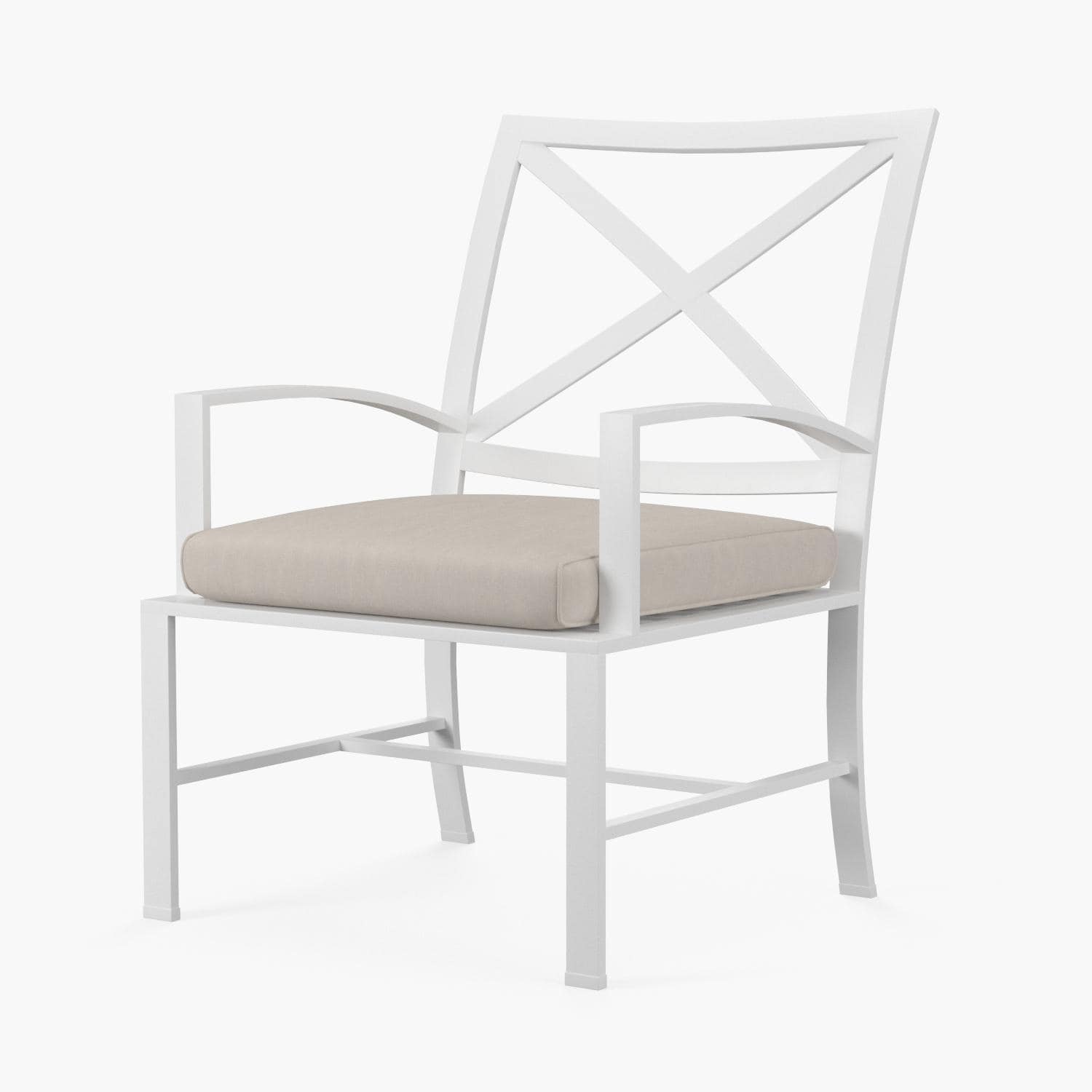 Sunset West Bristol Aluminum Patio Dining Chair W/ Sunbrella Canvas Flax Self Welt Cushions - DO NOT SELL OUTSIDE OF KIT