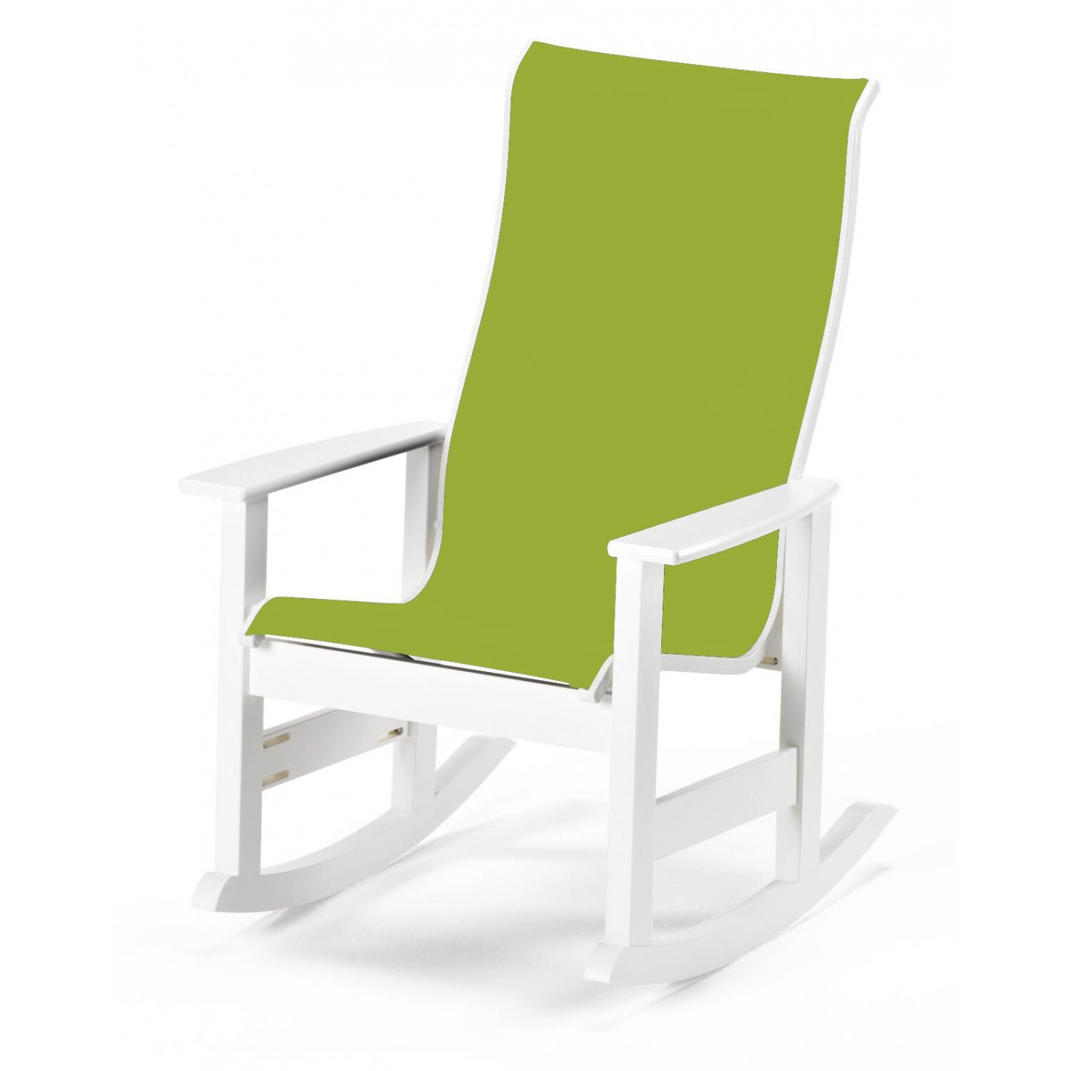Leeward Supreme MGP Patio Rocking Chair With Sling Seating By Telescope Casual - Textured Snow/Lime thumbnail