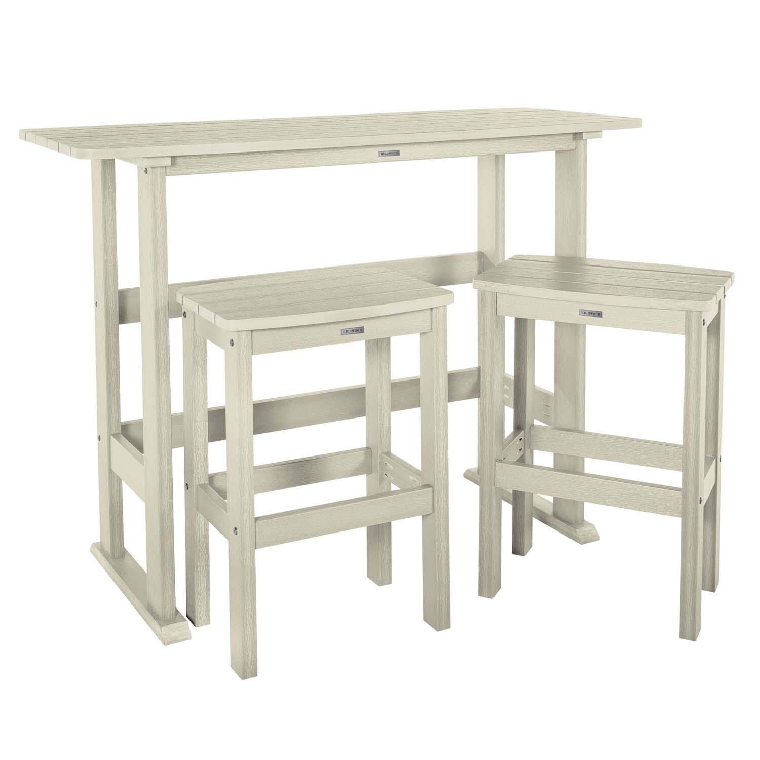 Hart Lane 3 Pc Recycled Plastic Bar Height Dining Set in Whitewash By Lakeview Outdoor Designs - White Background thumbnail