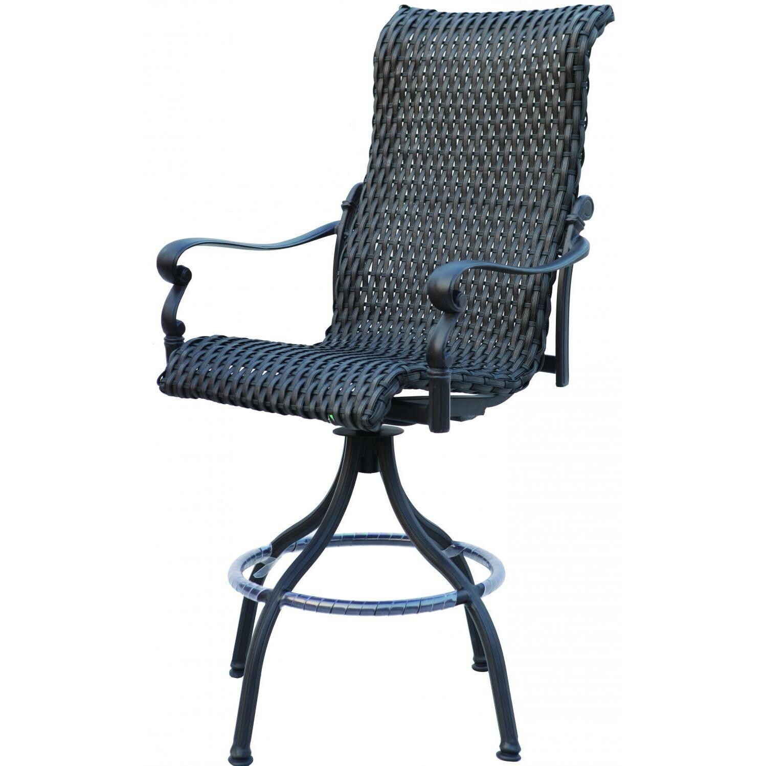 Darlee Victoria Resin Wicker Patio Swivel Bar Stool
