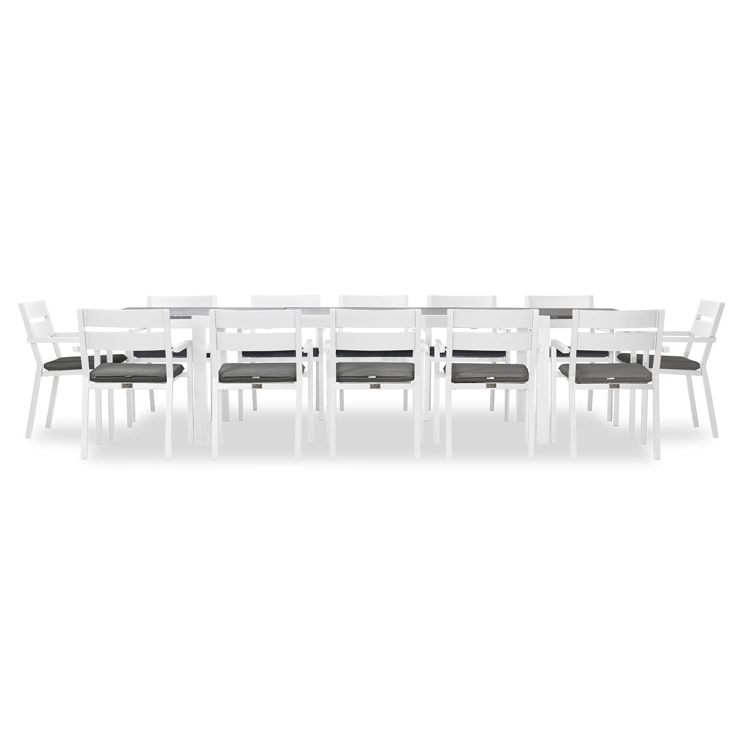 Calm Bay 13 Pc Extendable Dining Set in White/Canvas Charcoal by Lakeview - White Background 3 thumbnail