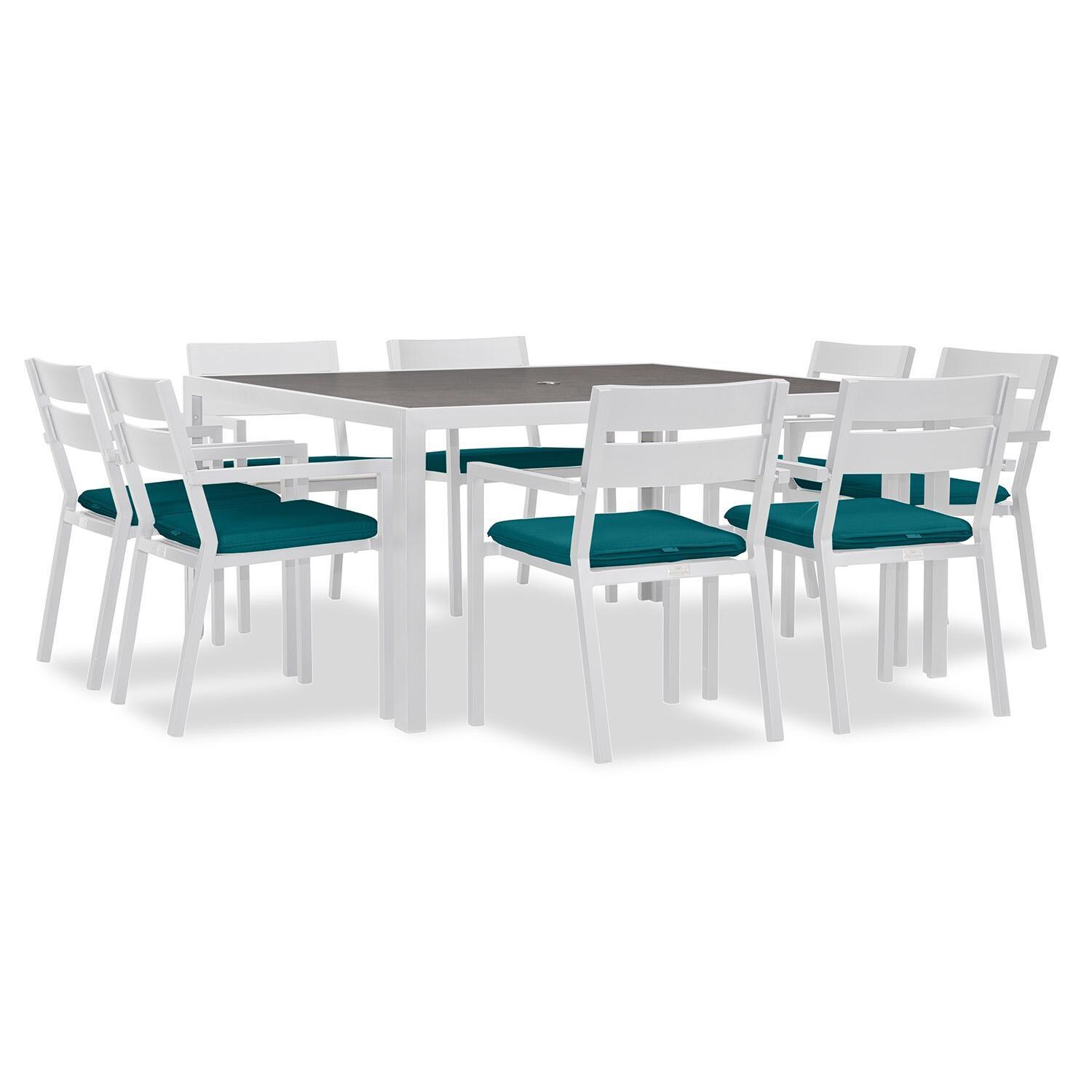 Calm Bay 9 Pc Square Dining Set in White/Spectrum Peacock by Lakeview - White Background 2 thumbnail