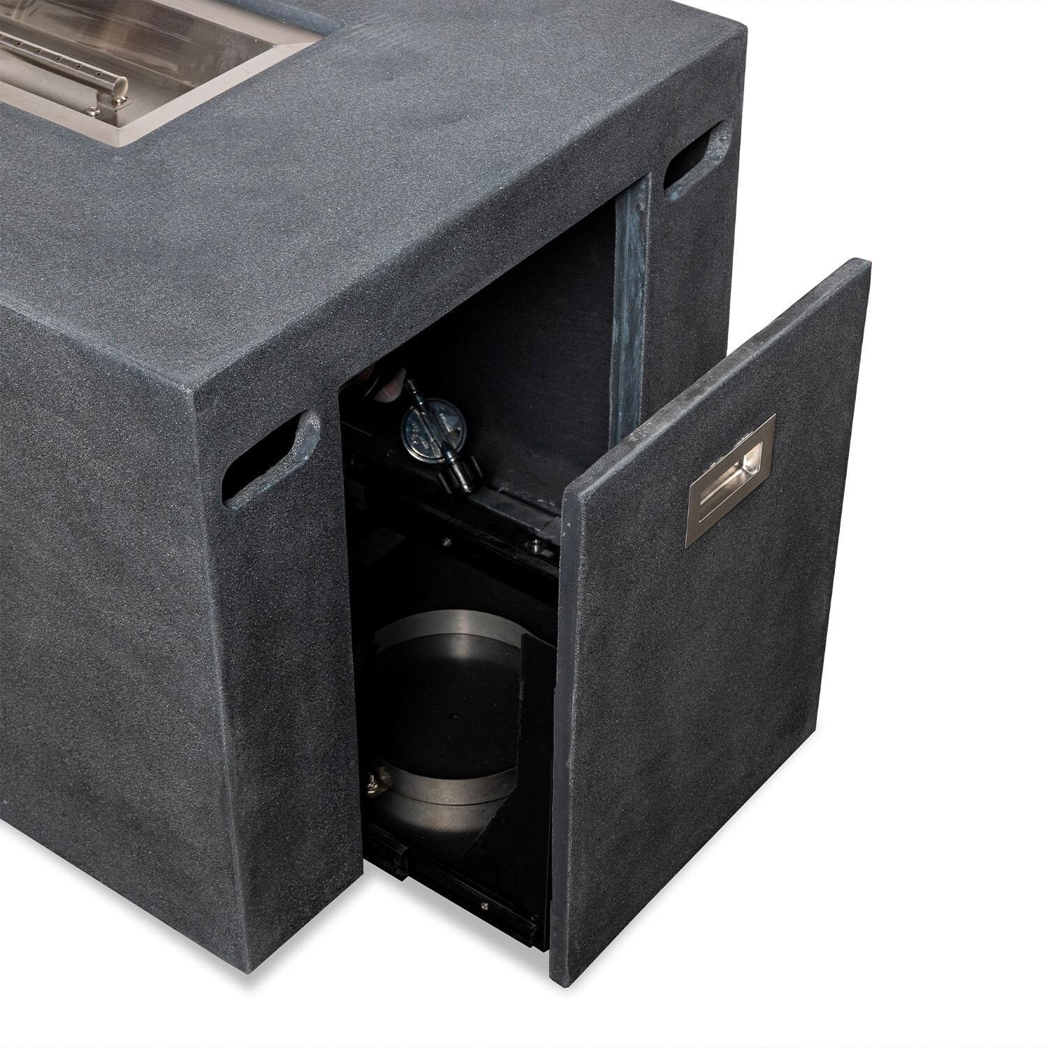 Glenwood 55-in Rectangular Concrete Propane Fire Pit in Graphite by Lakeview Outdoor Designs - Hidden Propane Tank - Detail thumbnail