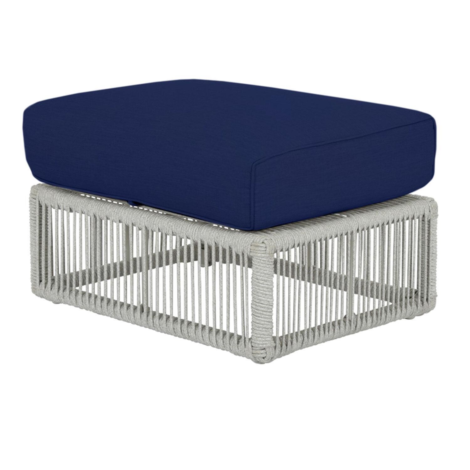 Miami 30 X 23 Rectangular Olfein Rope Patio Ottoman in Echo Midnight w/ Self Welt by Sunset West - Display - White Background thumbnail