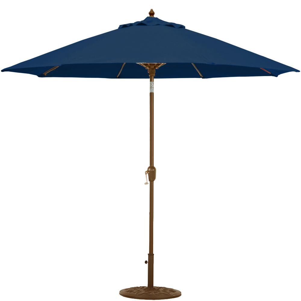 Galtech 9 Ft. Octagonal Aluminum Patio Market Umbrella W/ Crank Lift And Auto Tilt - Mocha Frame W/ Sunbrella Canvas Navy Canopy image