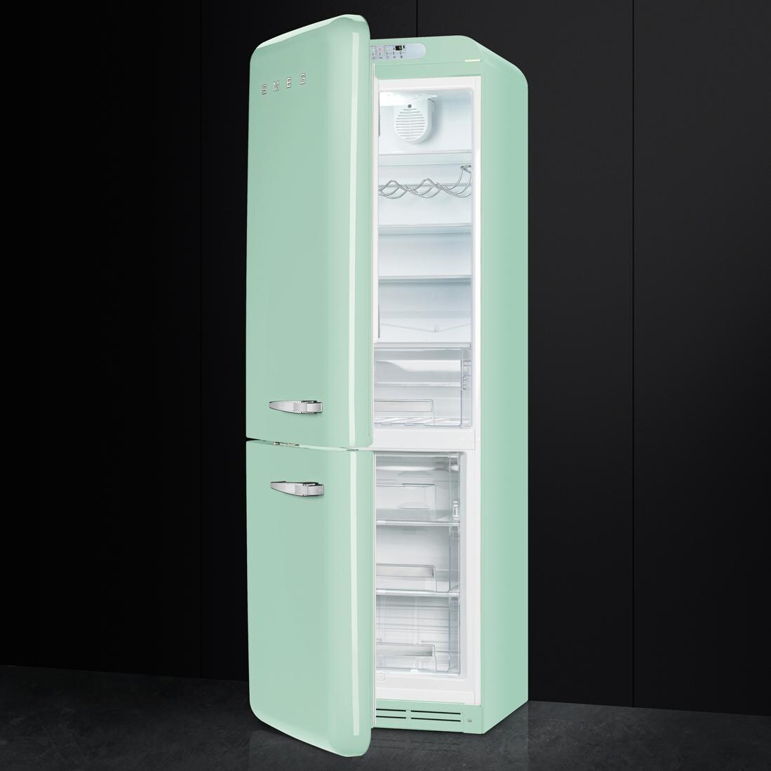Smeg 50s Retro Style 11.7 Cu. Ft. Bottom Freezer Refrigerator Pastel Green Left Hinge Smeg 50s Retro Style 11.7 Cu. Ft. Bottom Freezer Refrigerator Pastel Green Left Hinge