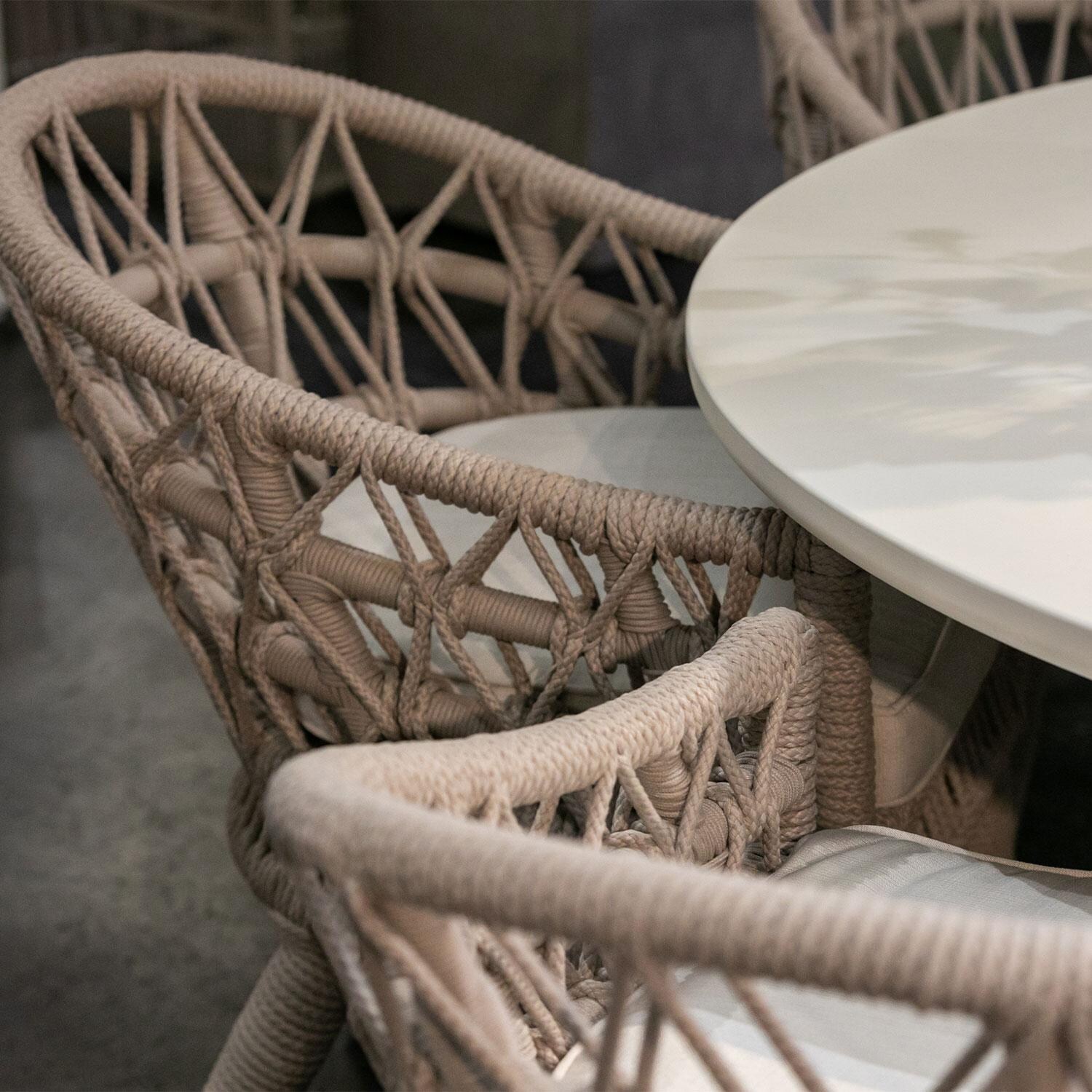 Dana Olefin Rope Patio Dining Chair W/ Sunbrella Linen Canvas Cushions by Sunset West - Dining Chair - Detail thumbnail